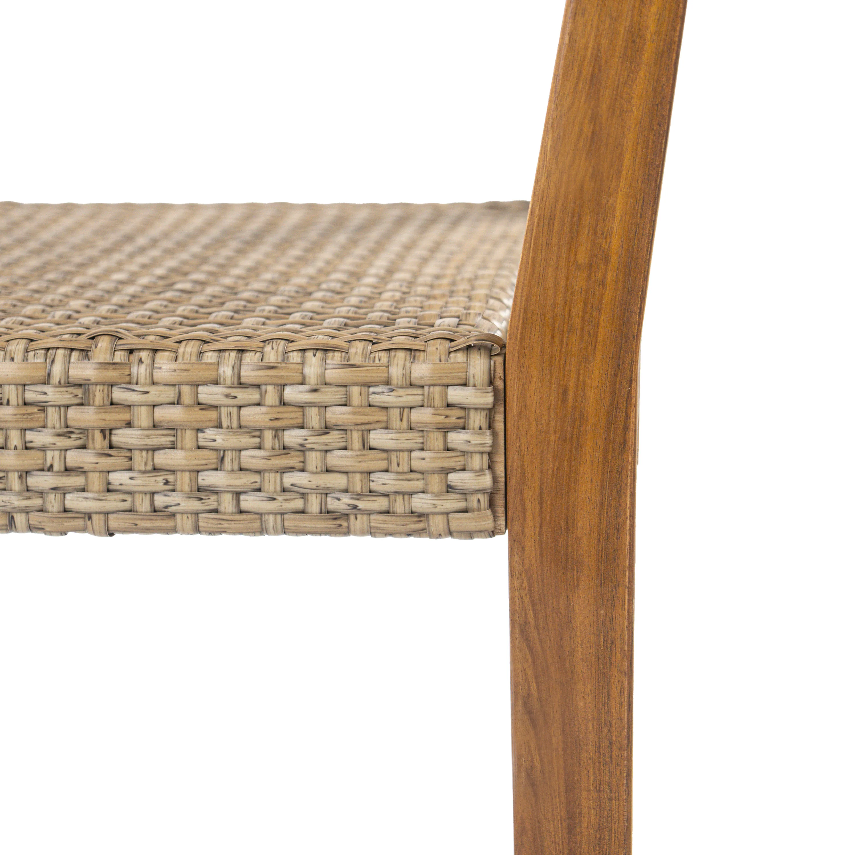 Summerlyn Patio Acacia Wood Dining Chairs, PE Wicker, Set of 2 - furnishings