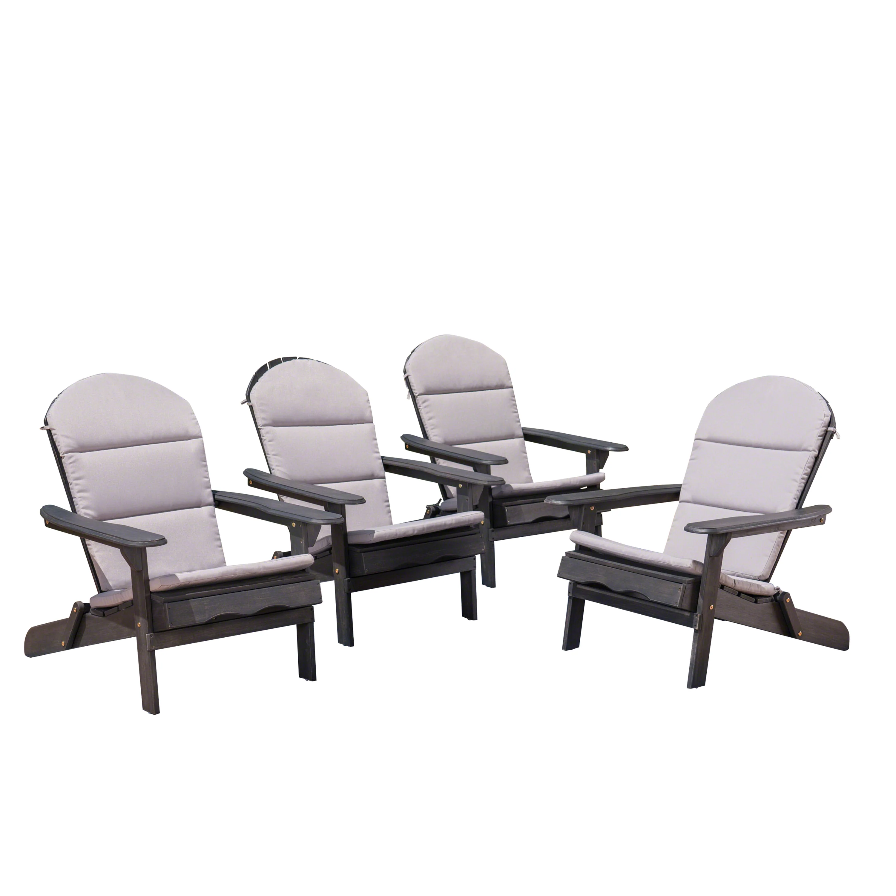 Nelie Outdoor Acacia Wood Folding Adirondack Chairs with Cushions - furnishings