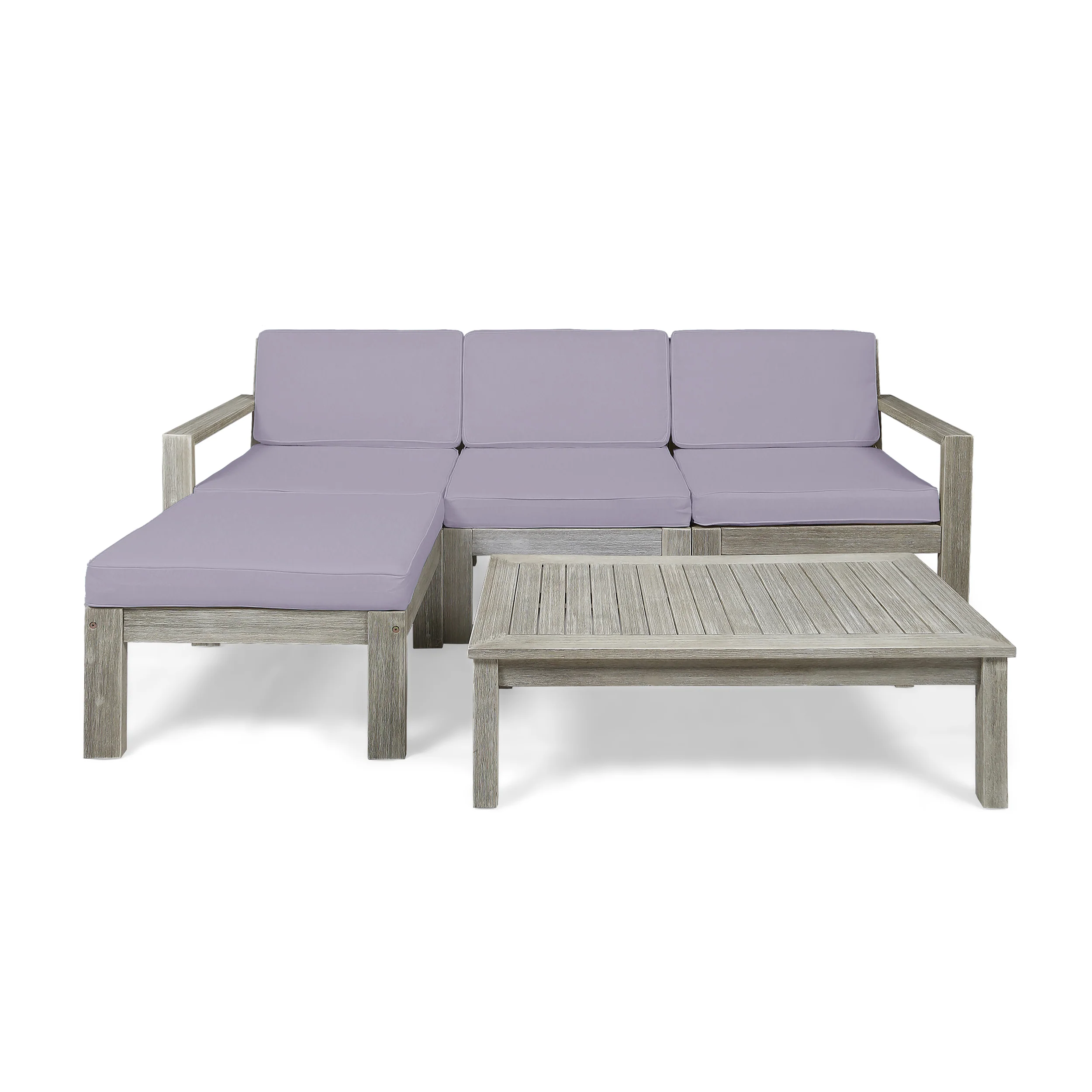 Makayla Ana Outdoor 3 Seater Acacia Wood Sofa Sectional with Cushions - furnishings