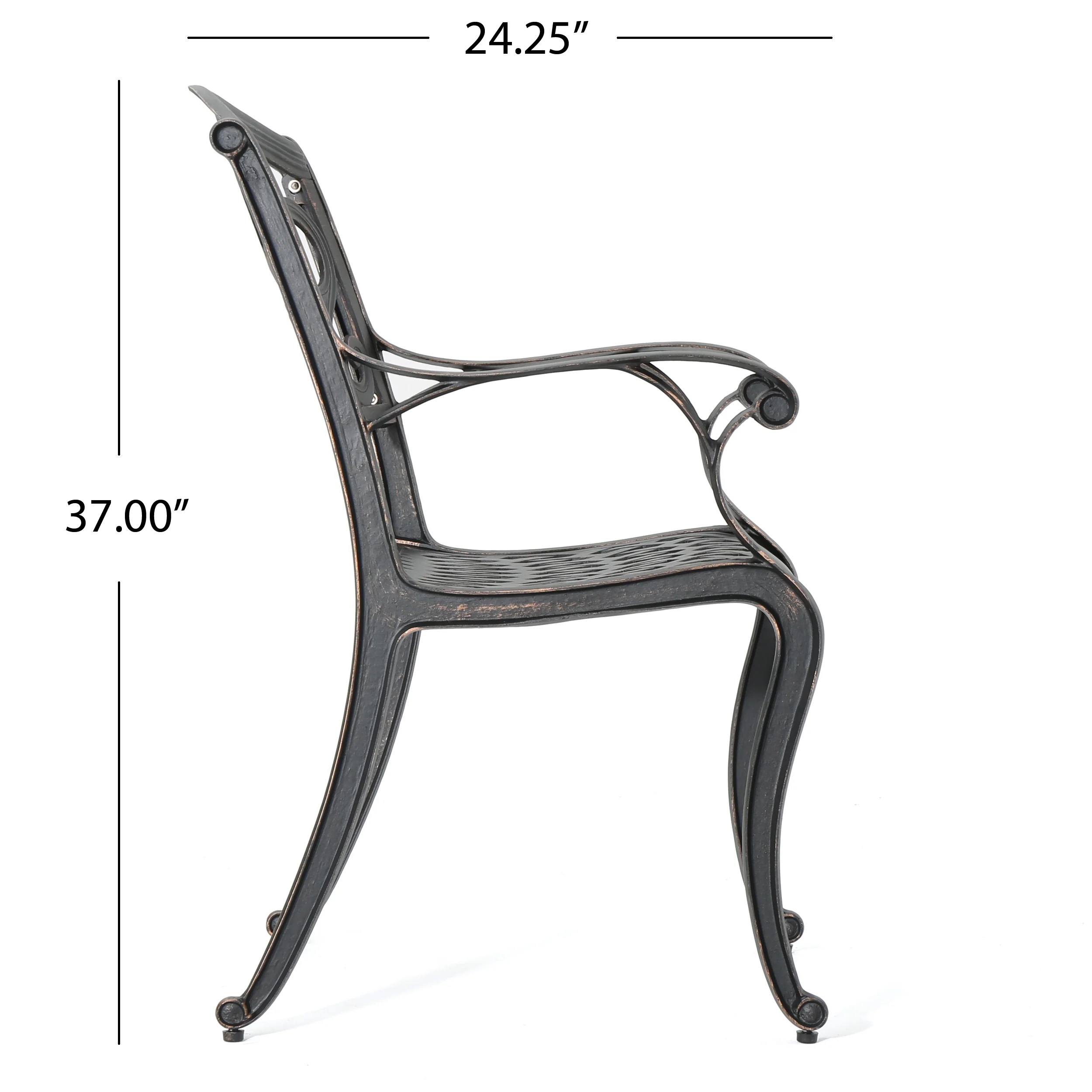 Ariel Outdoor 3 Piece Patina Copper Finish Cast Aluminum Bistro Set - furnishings