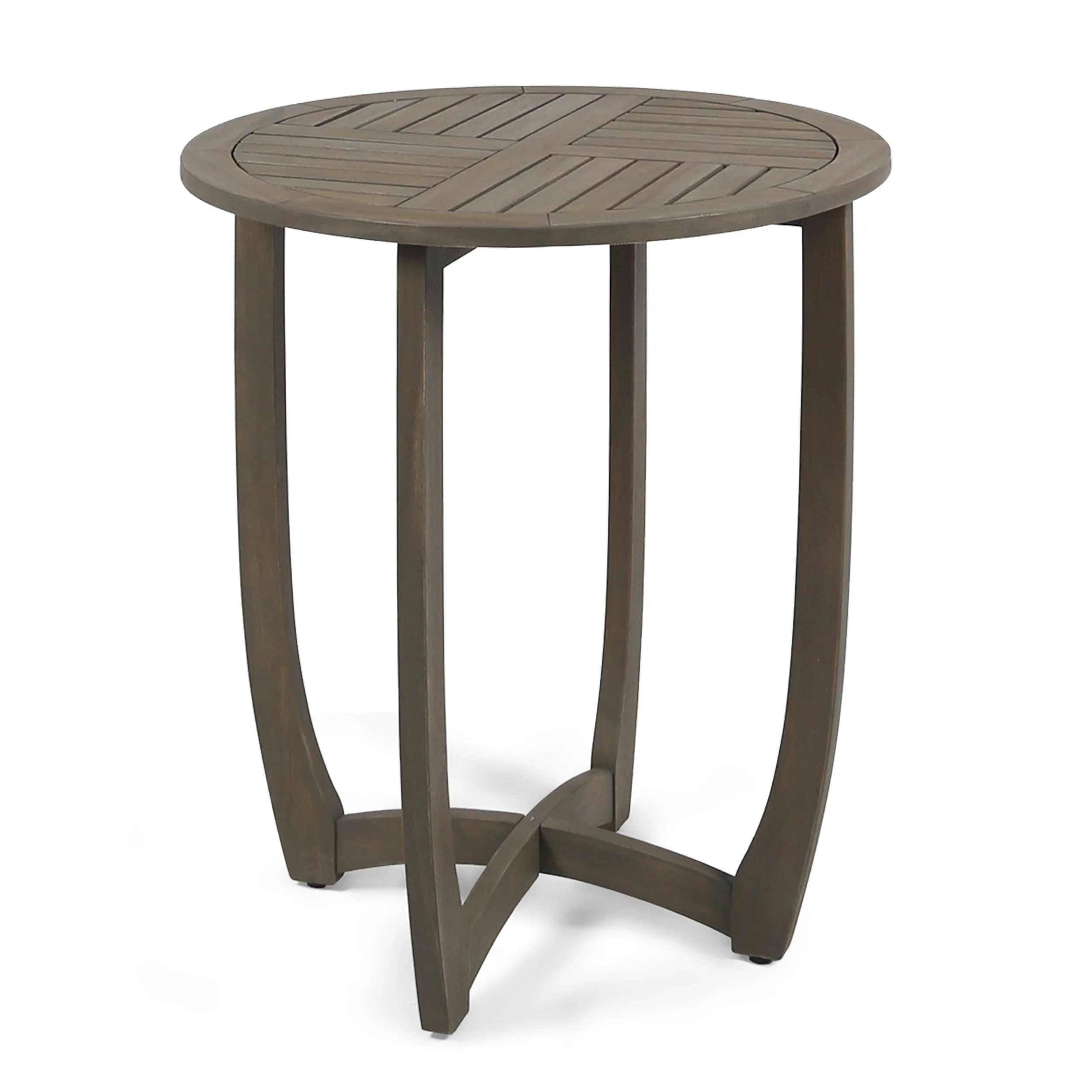 Leyam Outdoor 3 Piece Wood and Wicker Bistro Set, Gray and Gray - furnishings