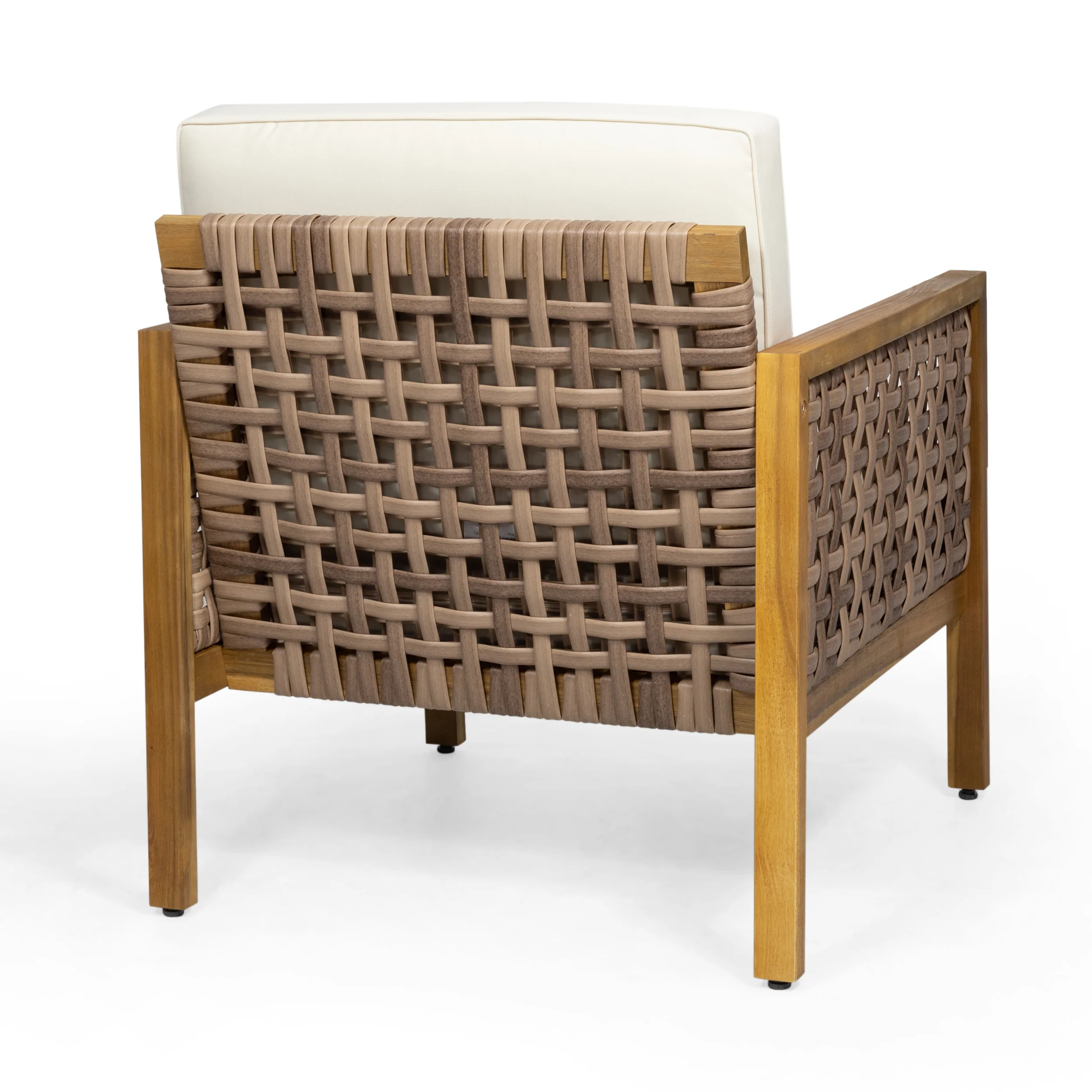 Maycen Outdoor Acacia Wood Club Chair with Wicker Accents (Set of 2) - furnishings