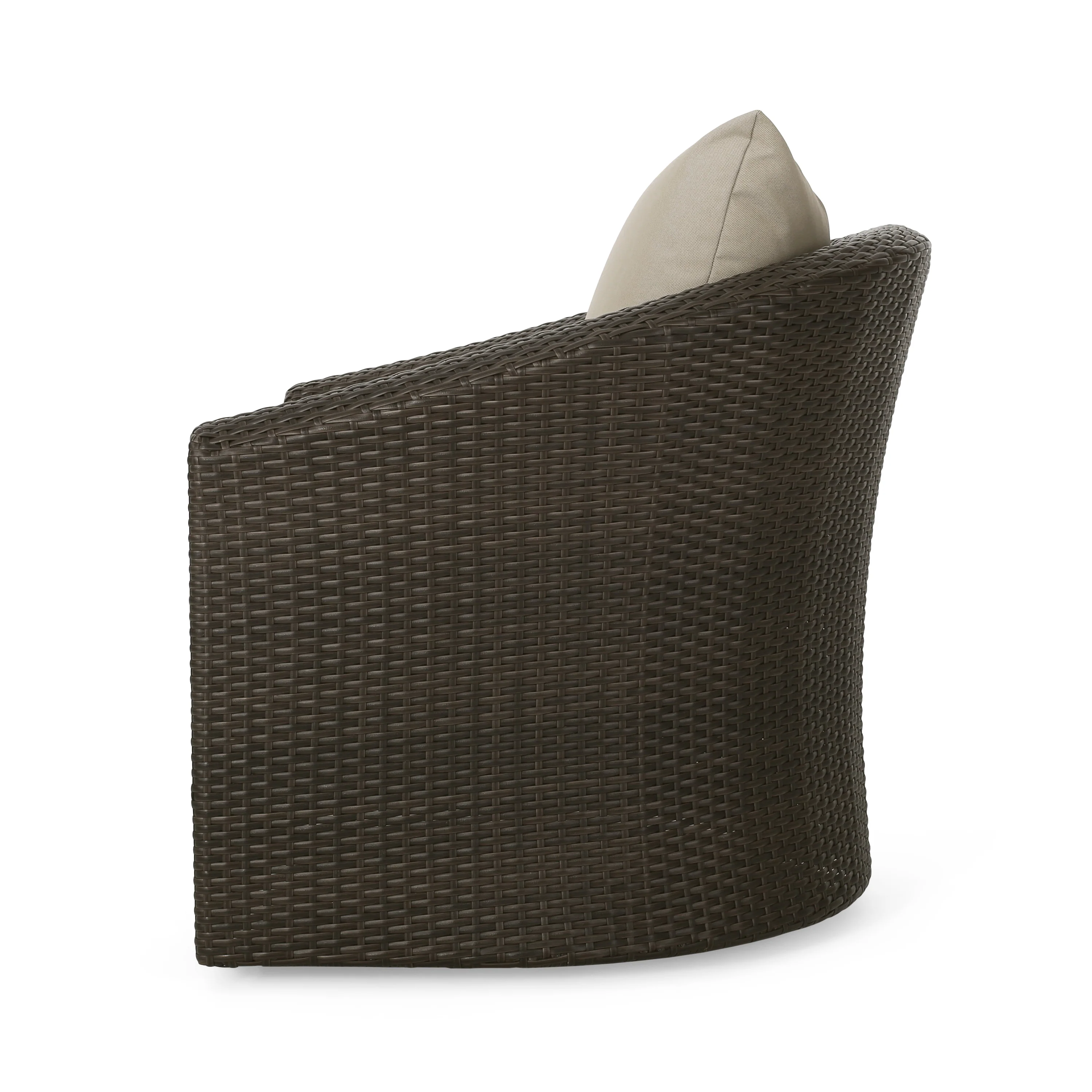 Liyam Outdoor 4 Piece Wicker Swivel Chair Set with Fire Pit, Multi Brown and Brown - furnishings