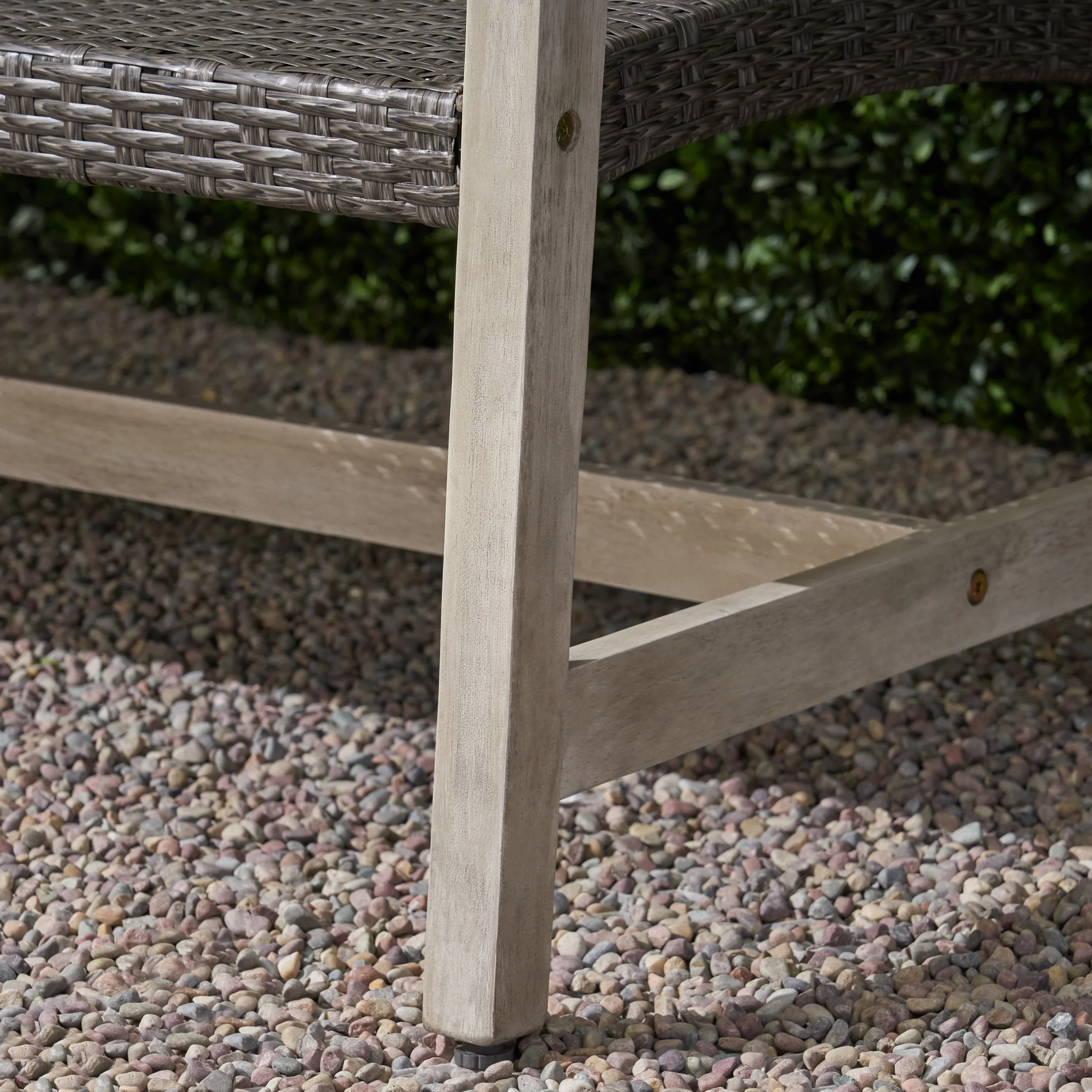 Spring Spender Outdoor Wood and Wicker Loveseat and Coffee Table Set - furnishings