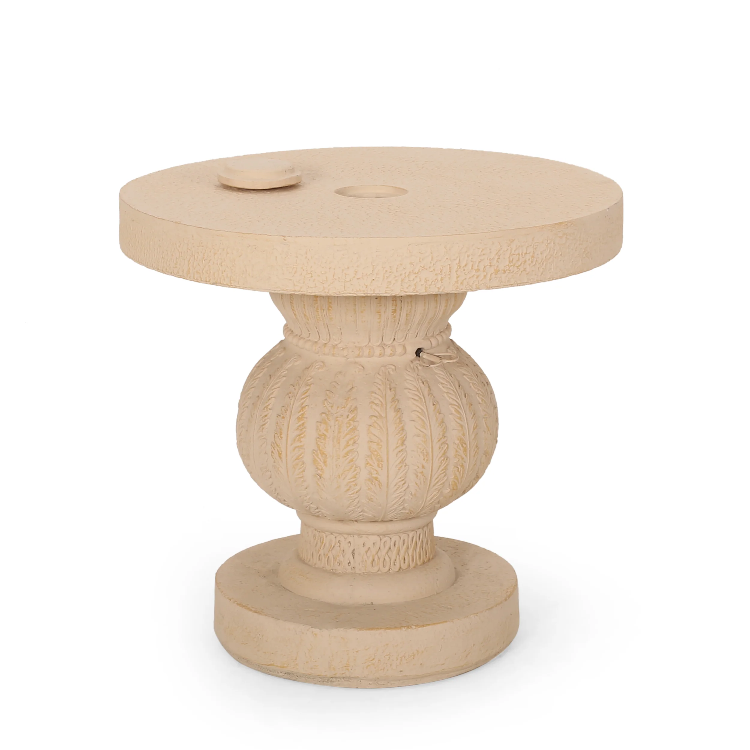 Speakes Outdoor Cast Stone Umbrella Holder Side Table - furnishings