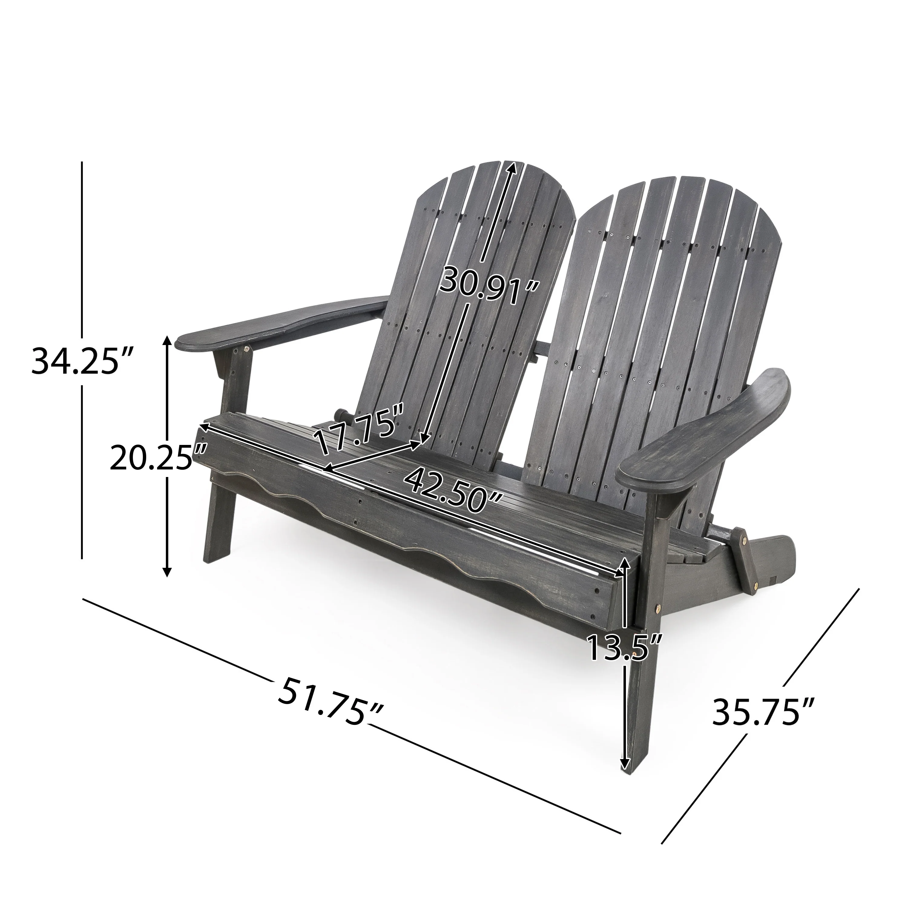 Vivian Outdoor Acacia Wood Adirondack Loveseat - furnishings