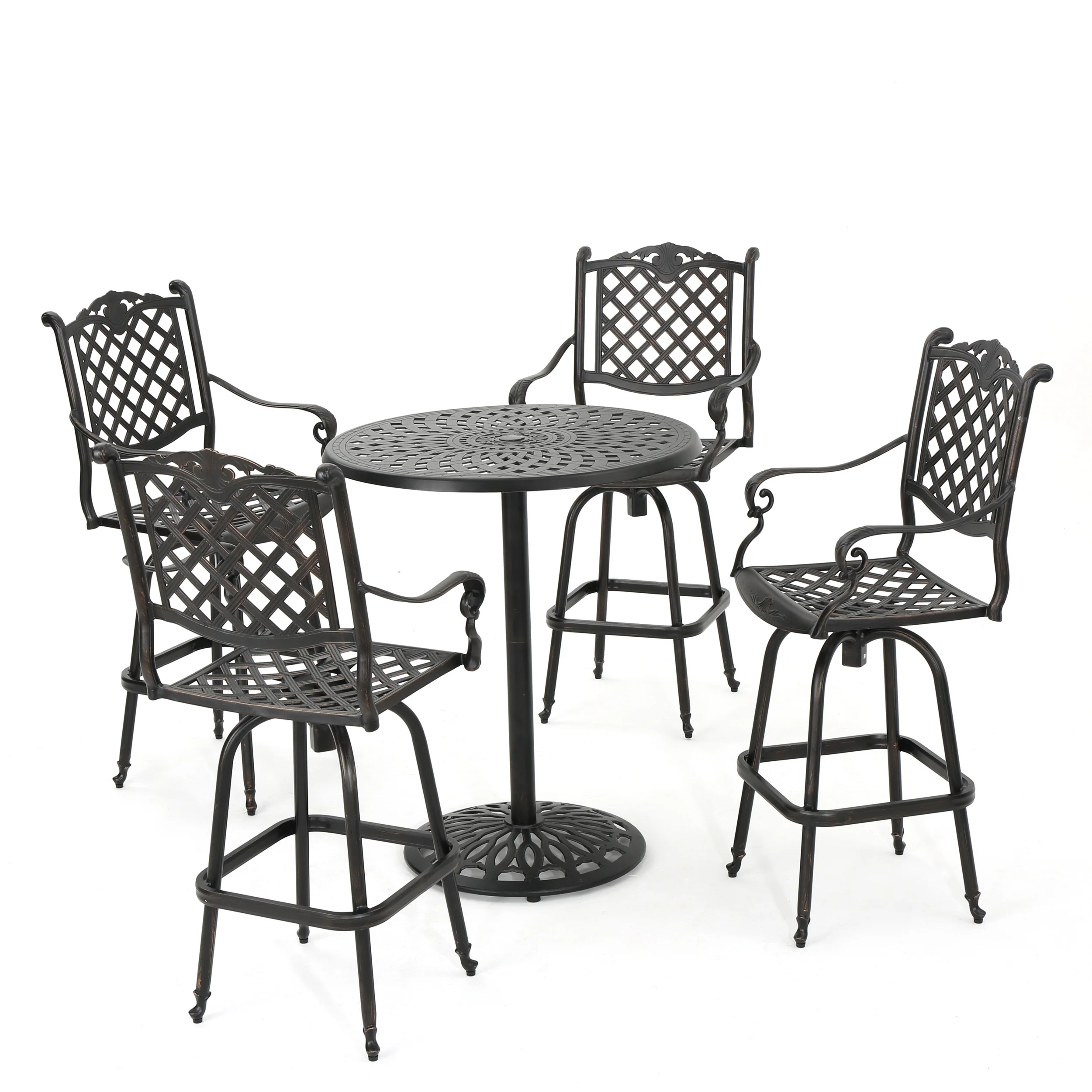 Arianna Outdoor Aluminum Bar Set with Patina Copper Finish - furnishings
