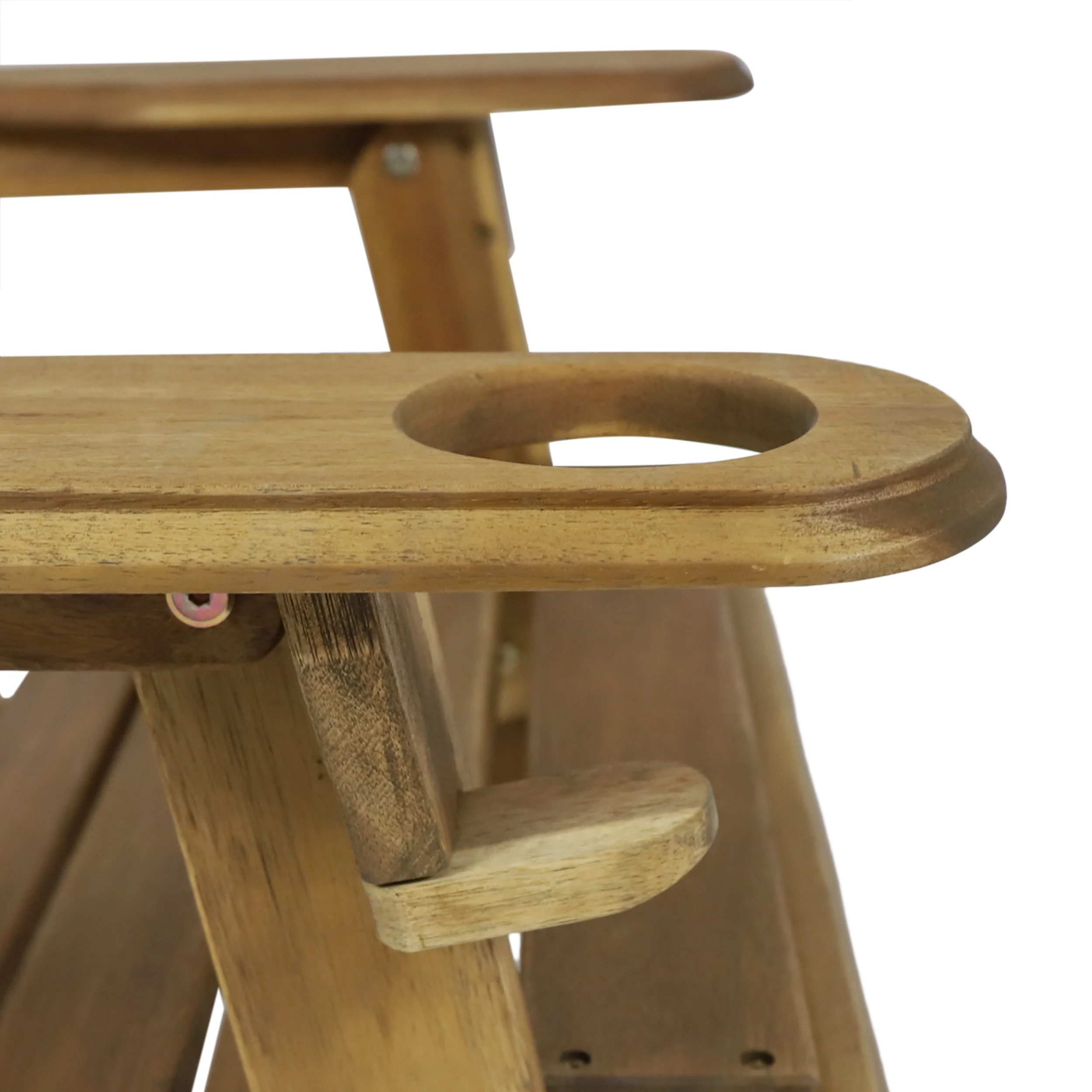 Kandyce Outdoor Acacia Wood Folding Adirondack Chair With Cup Holder - furnishings