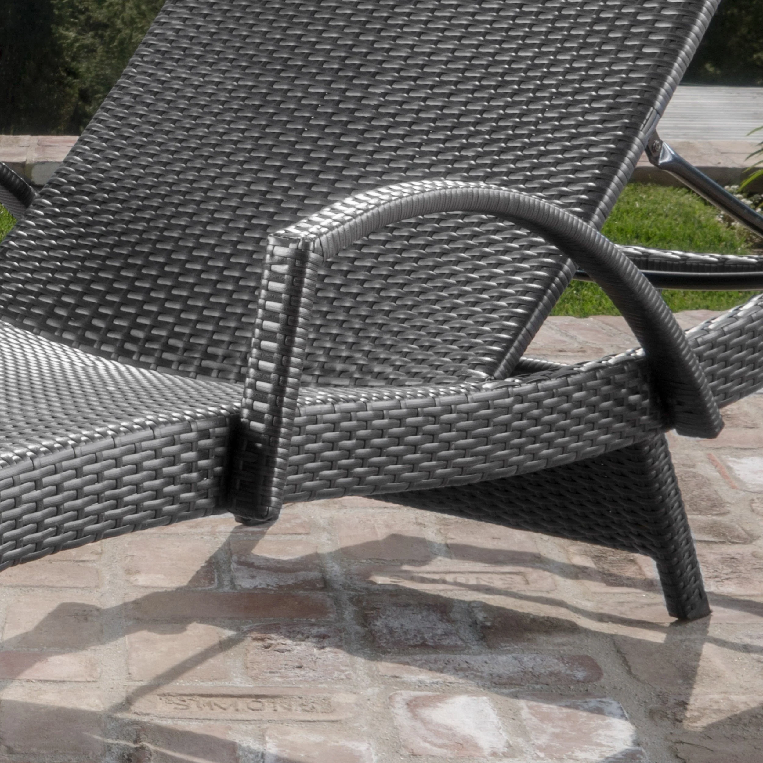 Soleil Outdoor Wicker Arm Chaise Lounges (Set of 2) w/ Side Table - furnishings