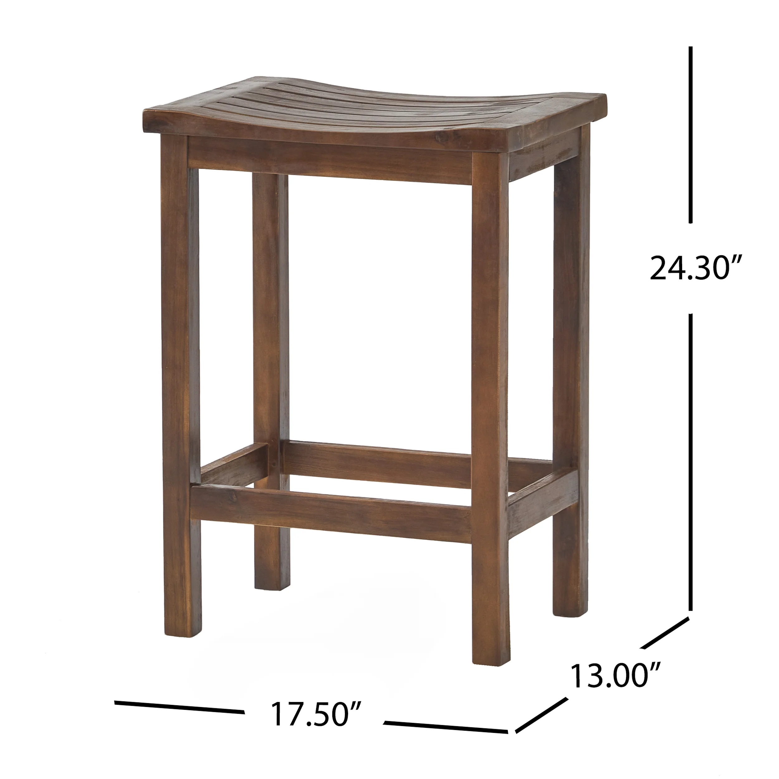 Doric Outdoor Mahogany Brown Finish Acacia Wood Counter Stools - furnishings