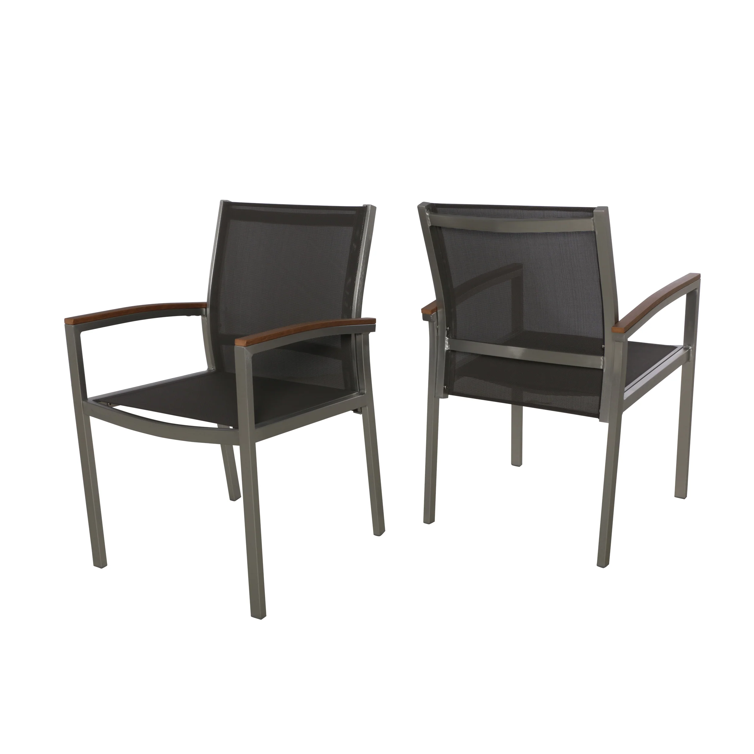 Emma Outdoor Wicker Dining Chair with Aluminum Frame (Set of 2) - furnishings