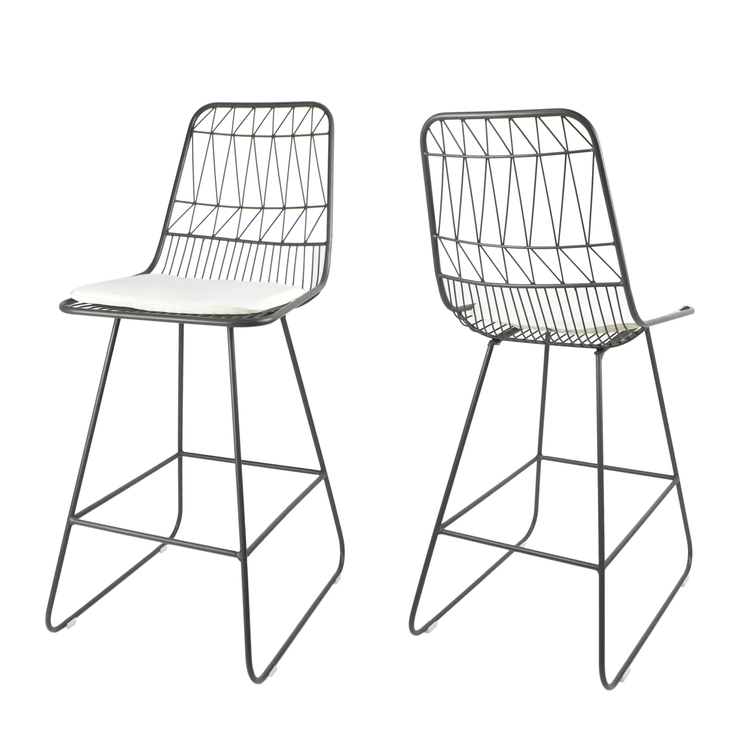 Hedy Outdoor Wire Counter Stools with Cushions (Set of 2) - furnishings