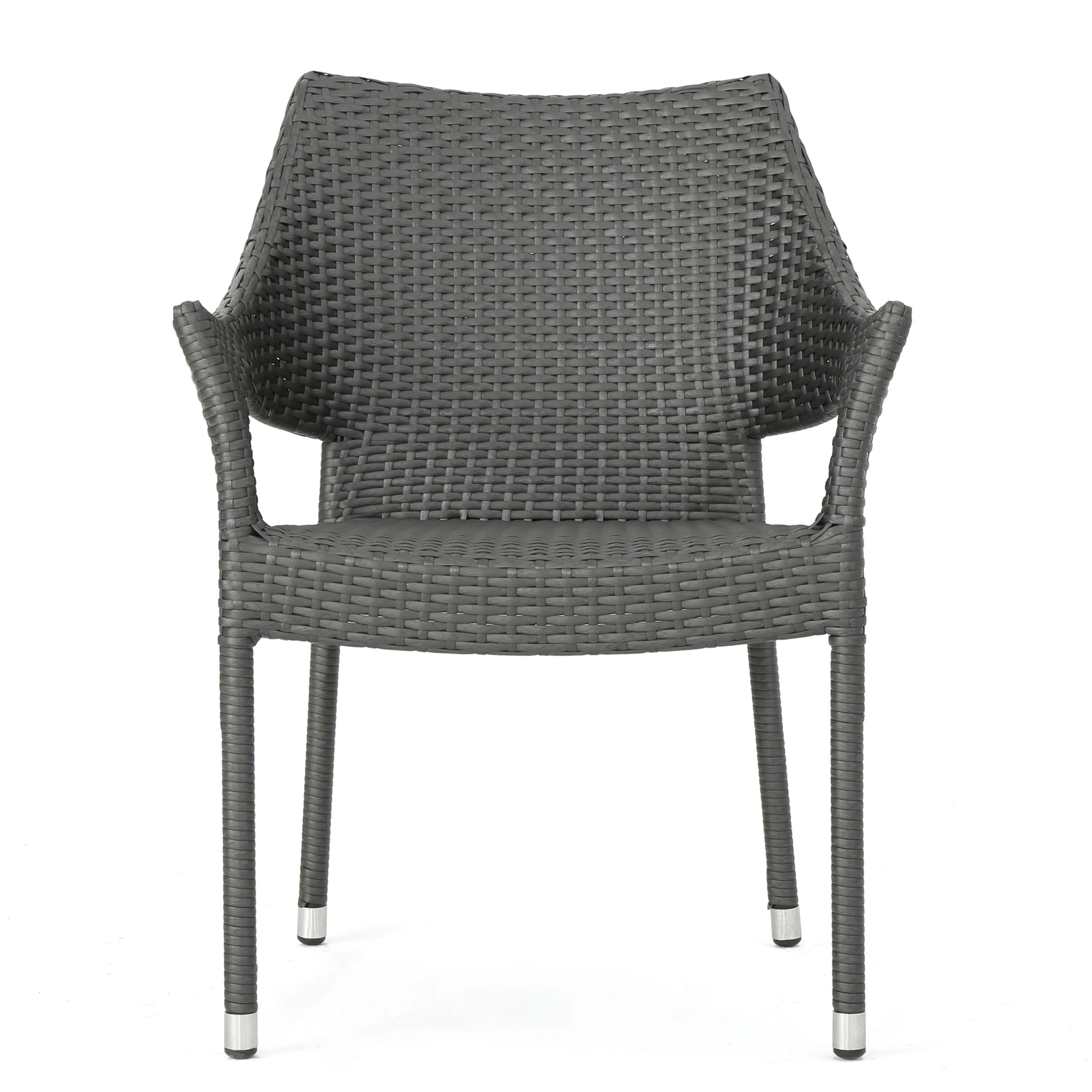 Melisandre Outdoor Grey Wicker Stacking Chairs (Set of 4) - furnishings