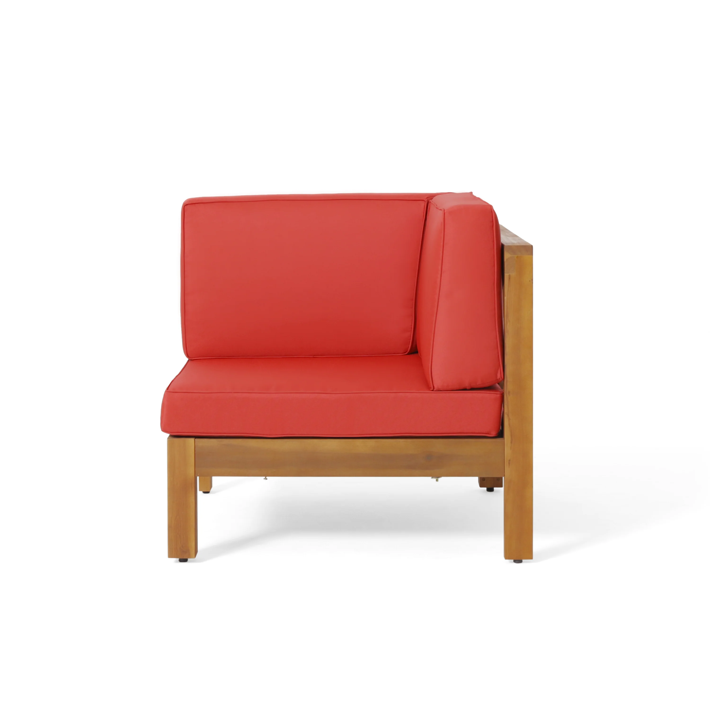 Brava Outdoor Acacia Wood 5 Seater Sectional Sofa Set with Water-Resistant Cushions - furnishings