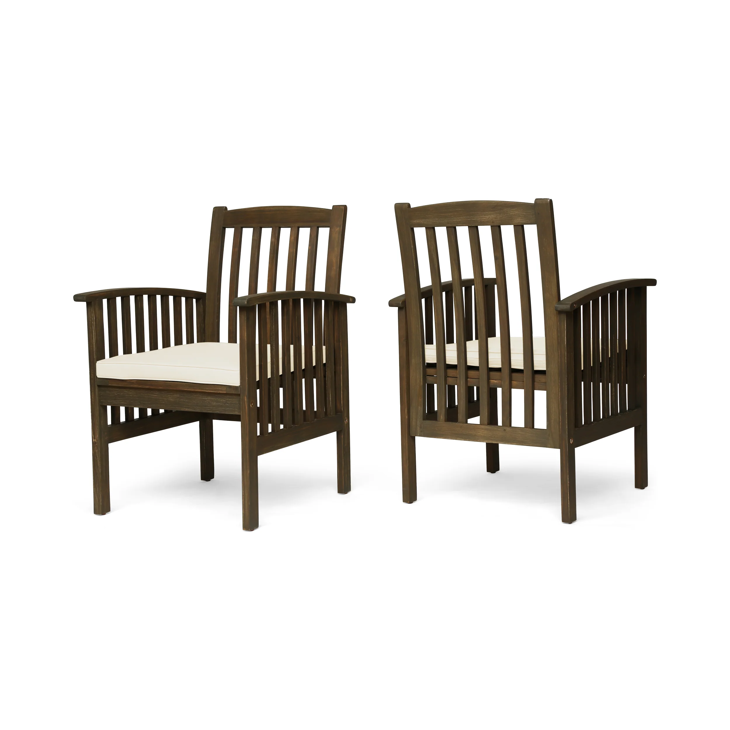 Phoenix Acacia Patio Dining Chairs, Acacia Wood with Outdoor Cushions, (Set of 2) - furnishings