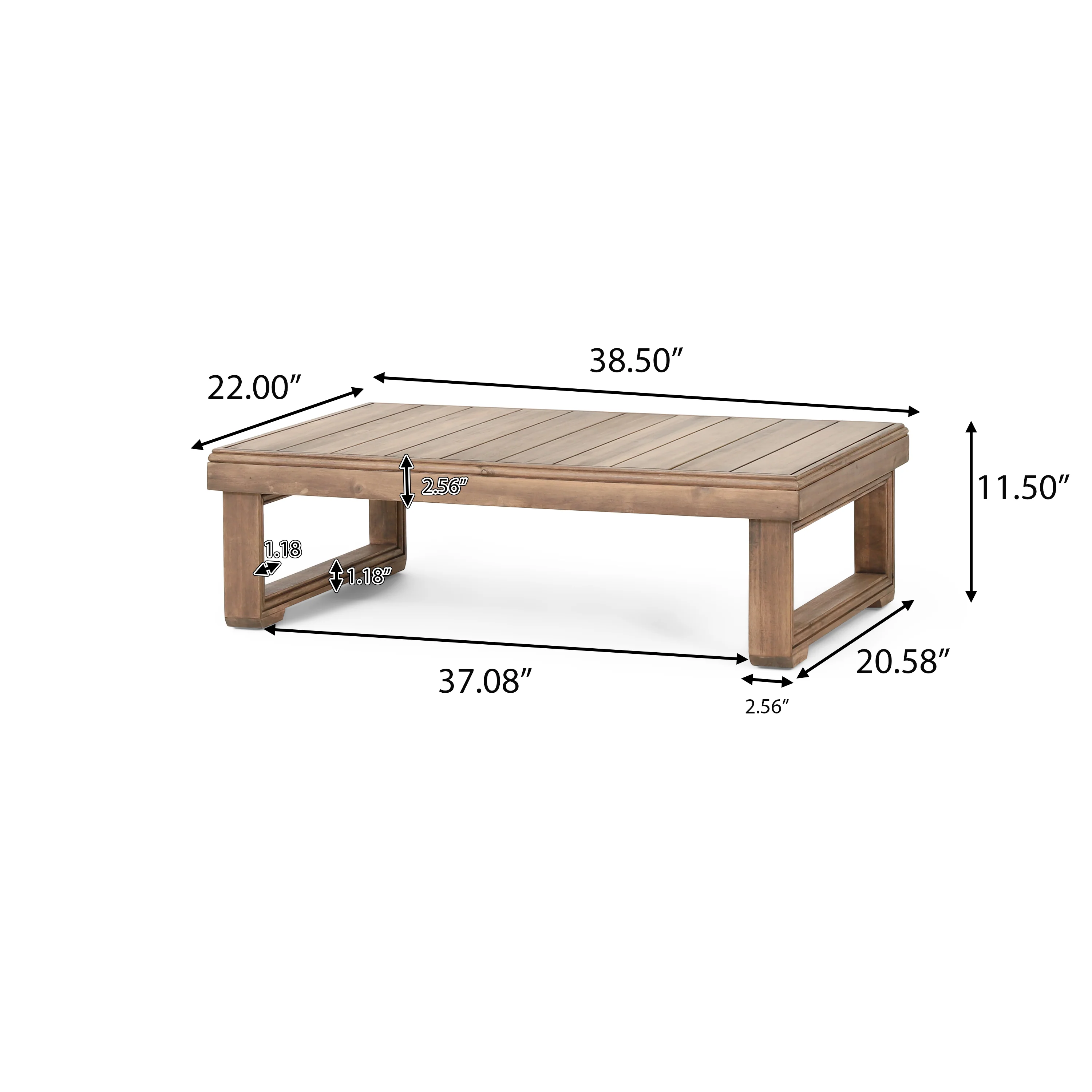 Andrae Outdoor Acacia Wood Rectangular Coffee Table, Brown Wash - furnishings