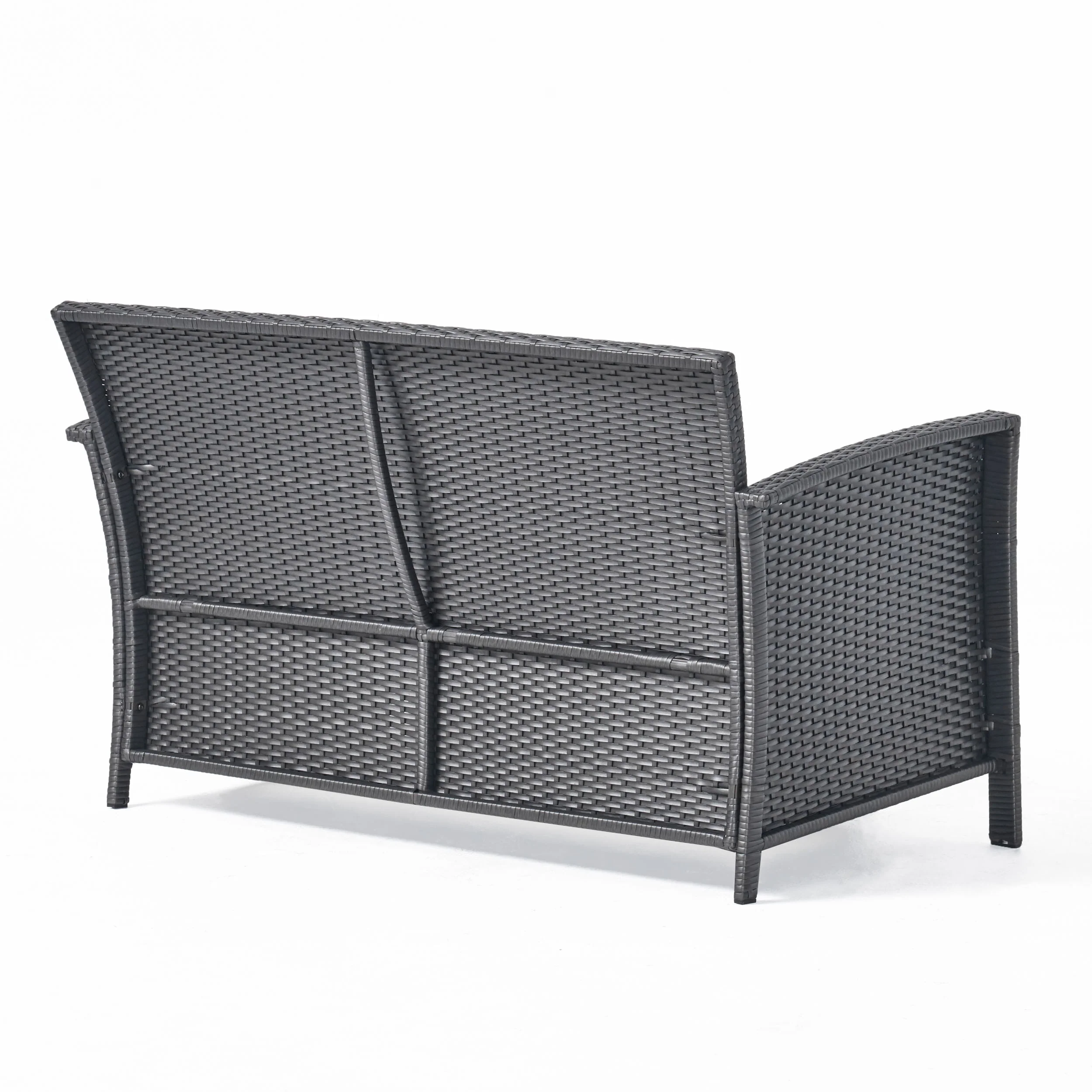 Lucia Outdoor Wicker Loveseat with Coffee Table - furnishings