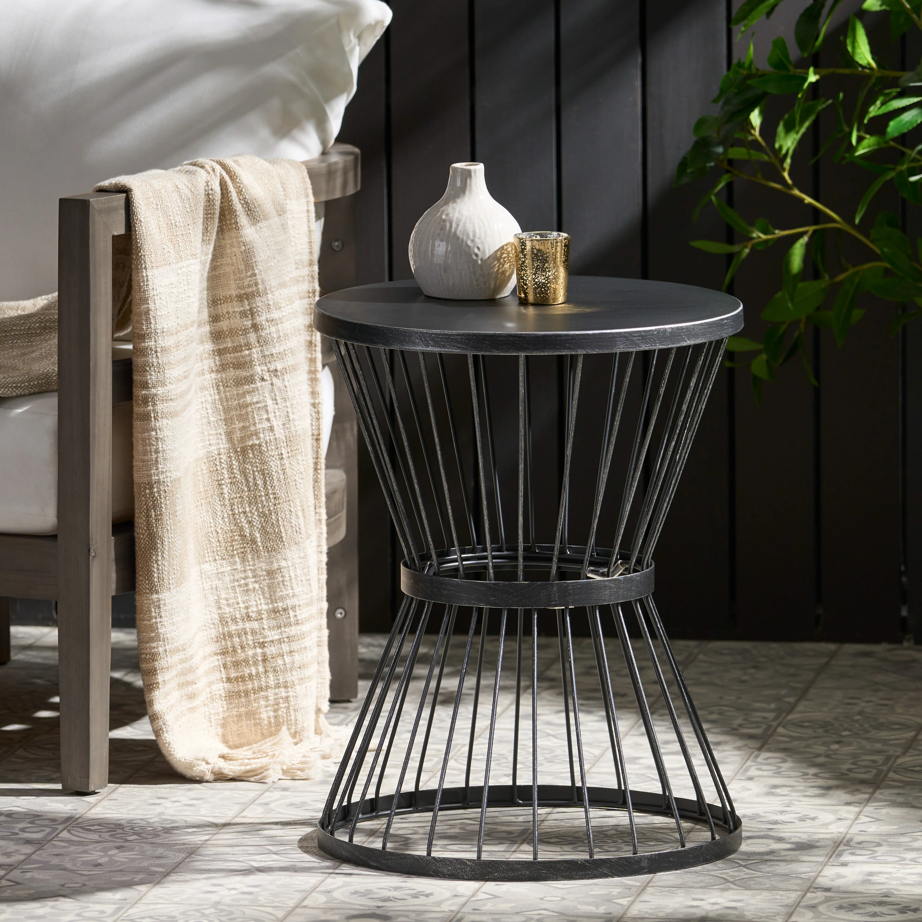 Fern Outdoor 16 Inch Iron Side Table - furnishings