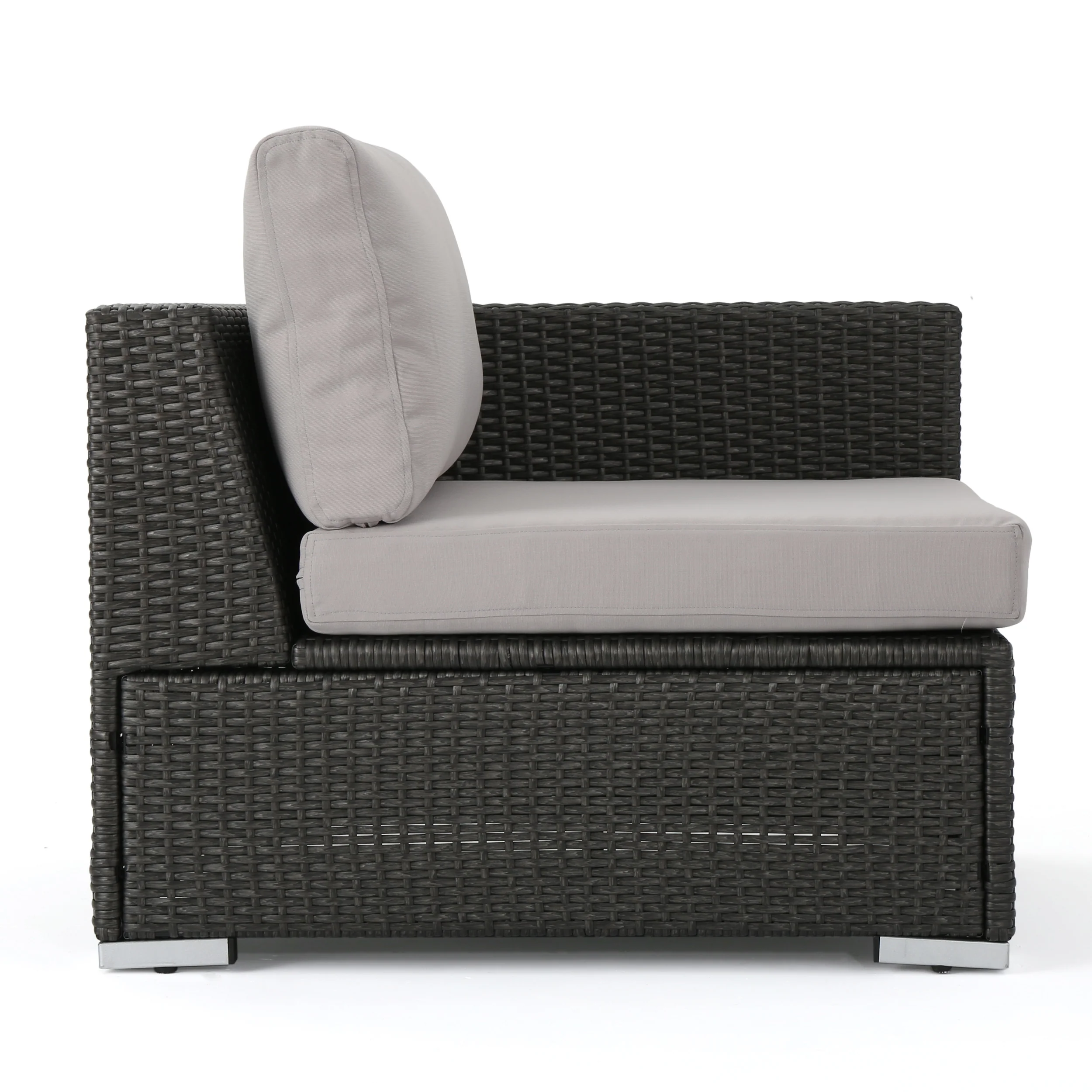 Samuel Outdoor 7 Seater Wicker Sofa Chat Set with Aluminum Frame and Cushions - furnishings