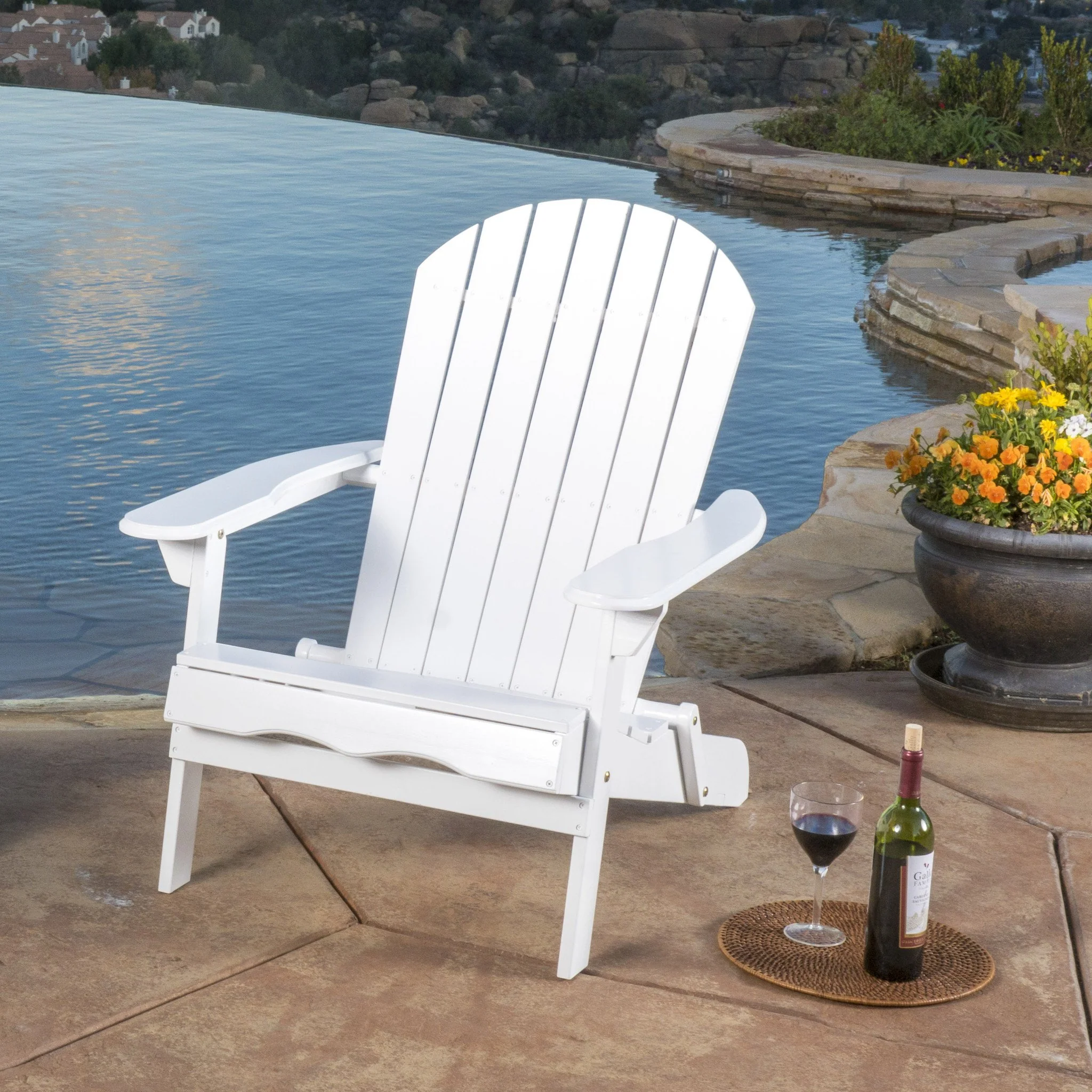 Milan Outdoor Acacia Wood Folding Adirondack Chair - furnishings