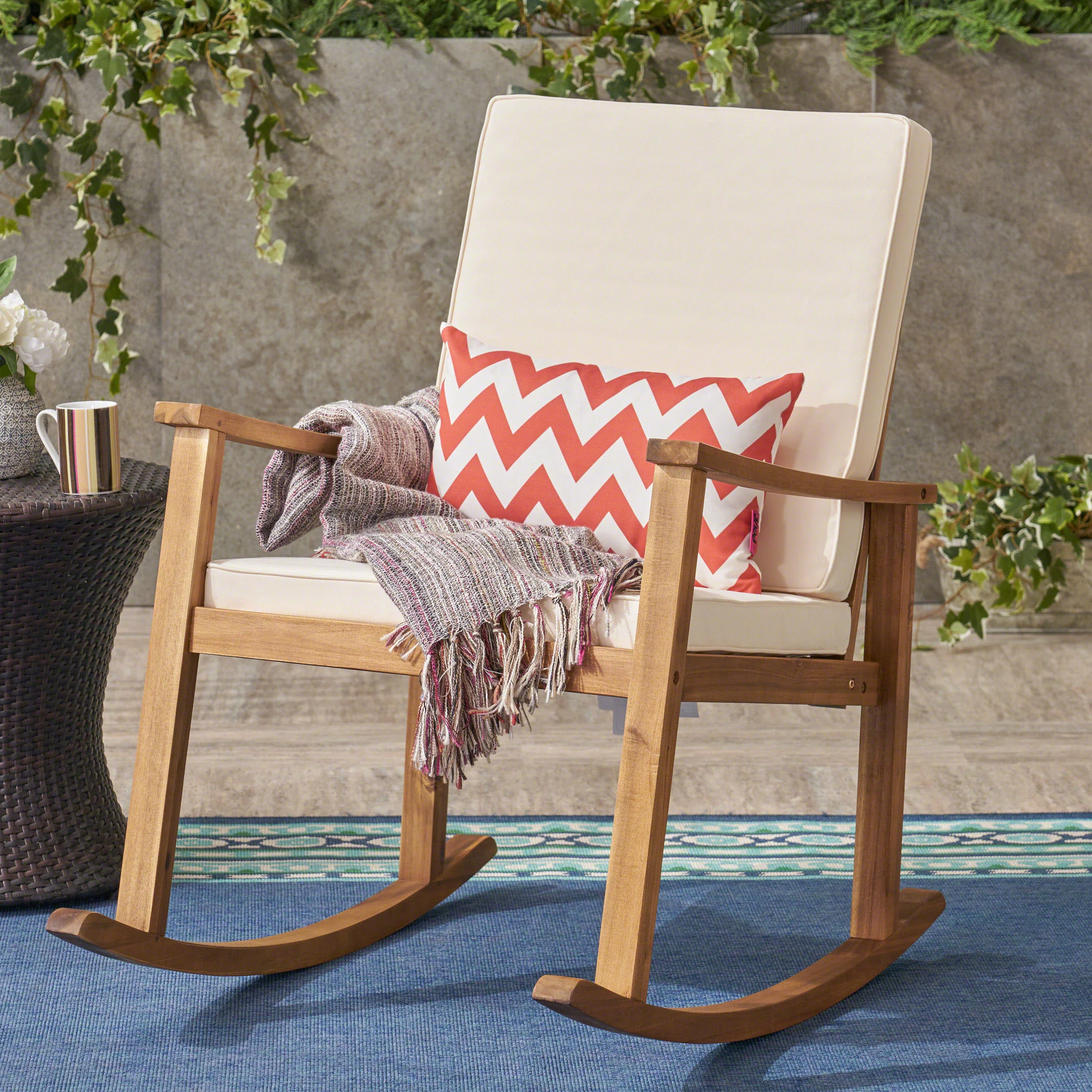 Aeney Outdoor Acacia Wood Rocking Chair - furnishings