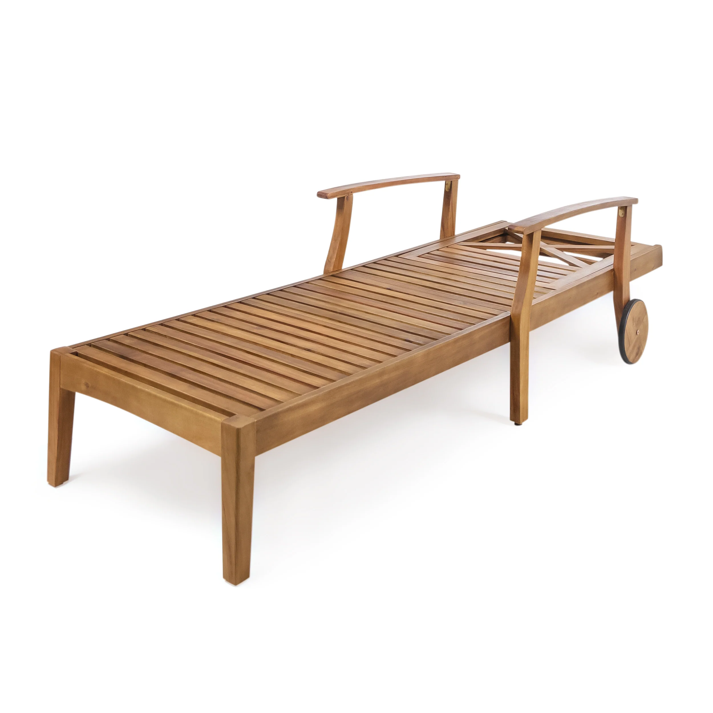 Thalia Outdoor Teak Finished Acacia Wood Chaise Lounge - furnishings