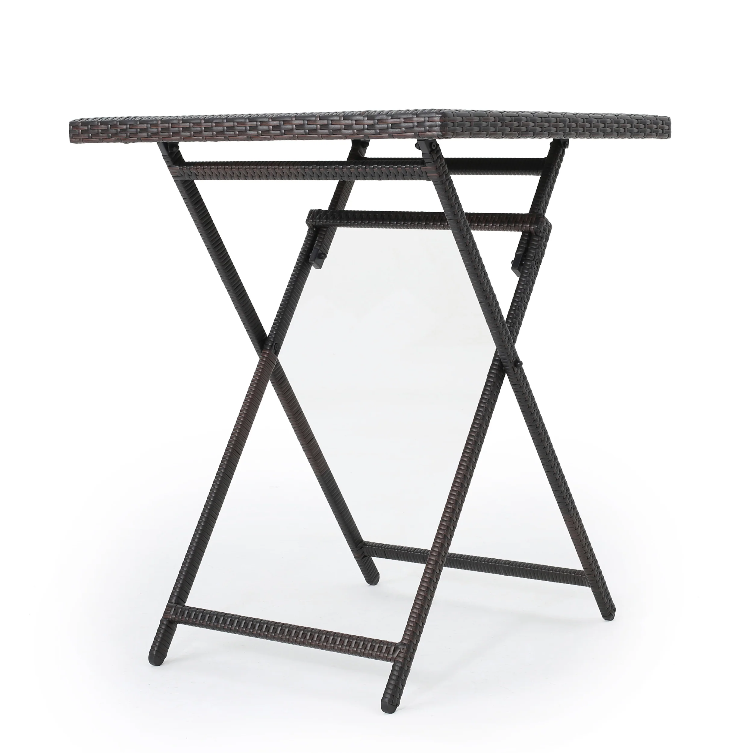 Marinelli Outdoor Folding Multi-Brown Wicker Square Bar Table - furnishings