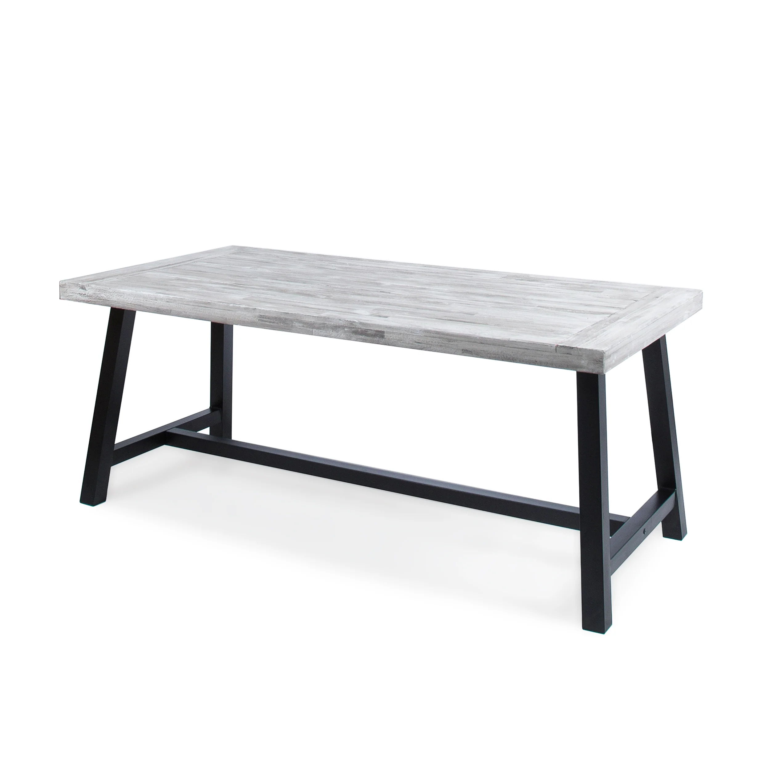 Bowman Outdoor Sandblast Finish Acacia Wood Dining Table with Metal Finish Frame - furnishings