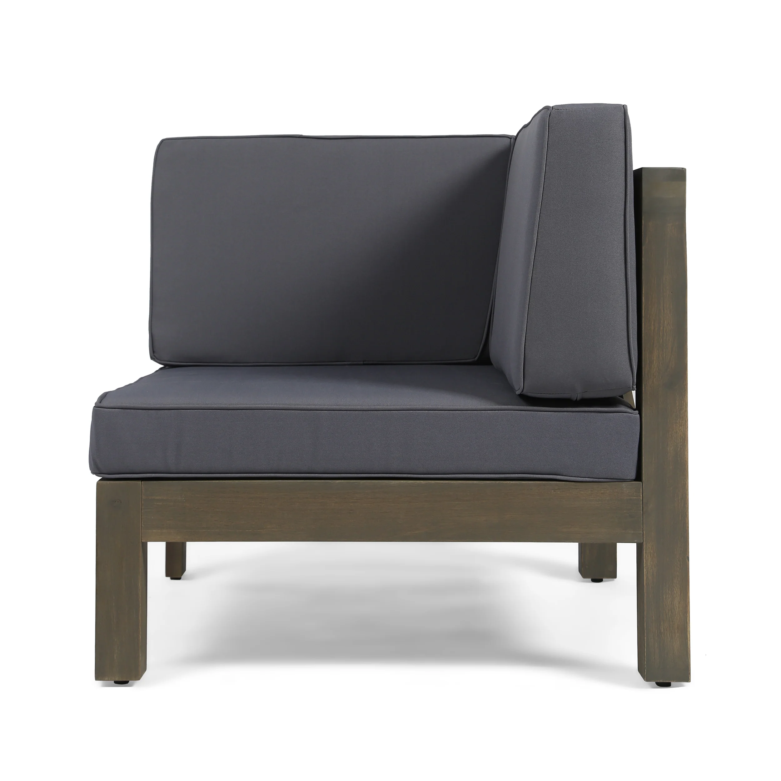 Keith Outdoor Sectional Loveseat Set  2-Seater  Acacia Wood  Water-Resistant Cushions - furnishings