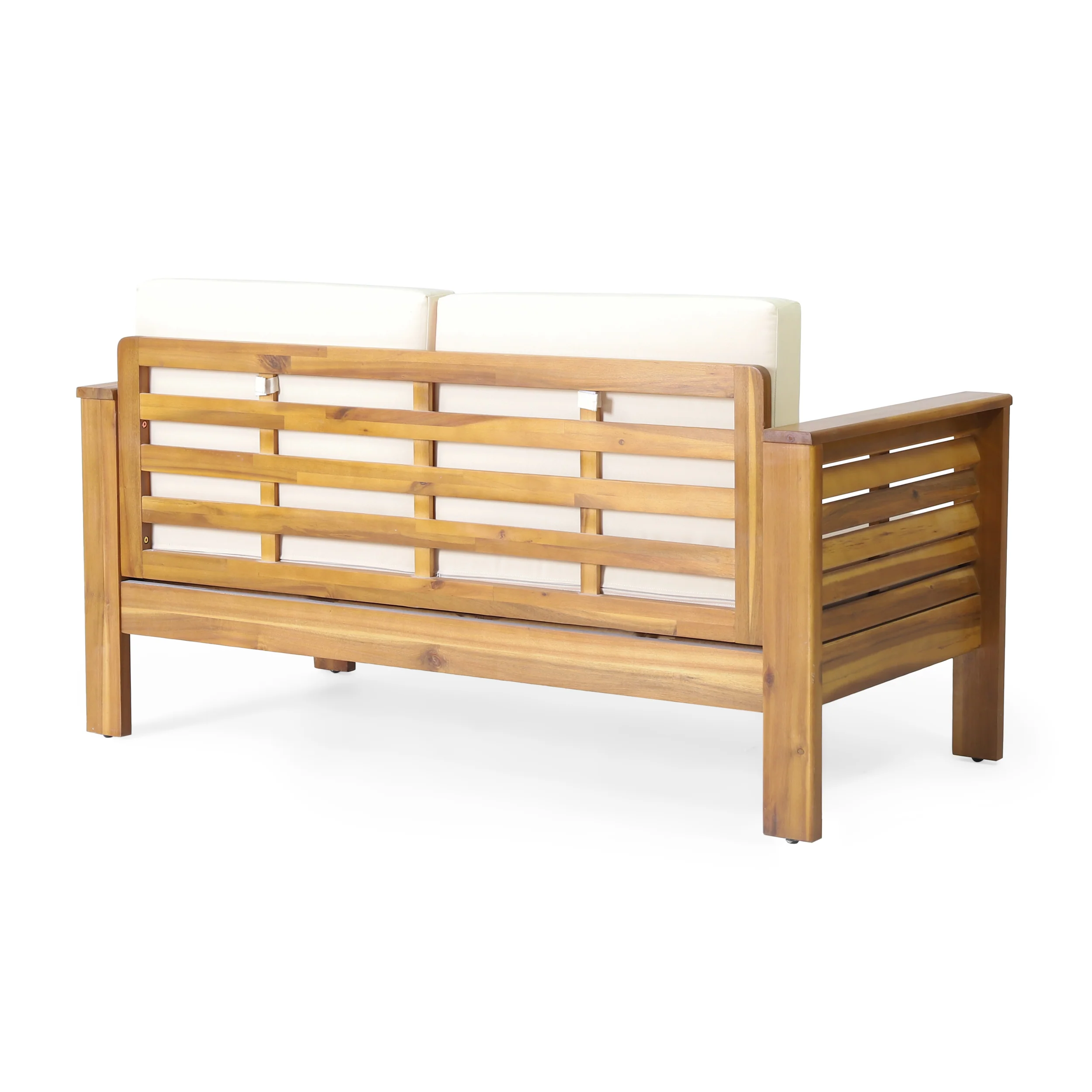 Rabun Outdoor Acacia Wood 4 Seater Chat Set with Cushions - furnishings