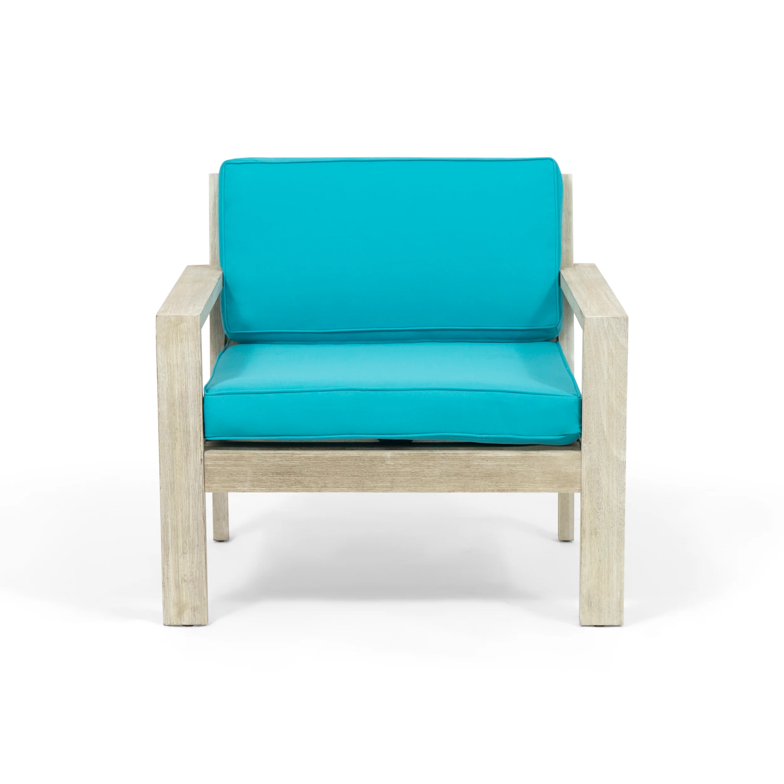 Ben Outdoor Acacia Wood Club Chairs with Cushions (Set of 2) - furnishings