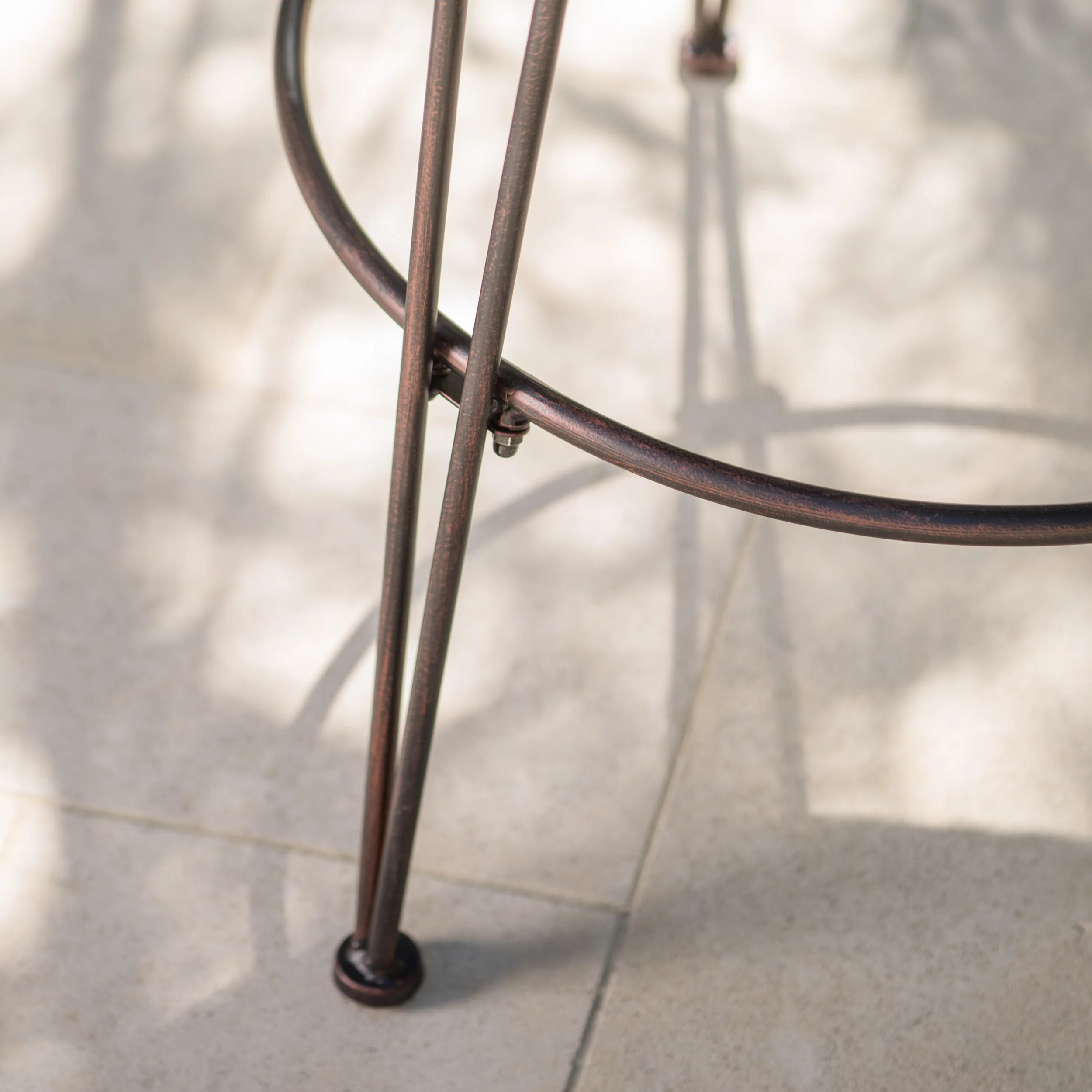 Pines 18-Inch Outdoor Wicker Barstools with Black Brush Copper Iron Frame (Set of 2) - furnishings