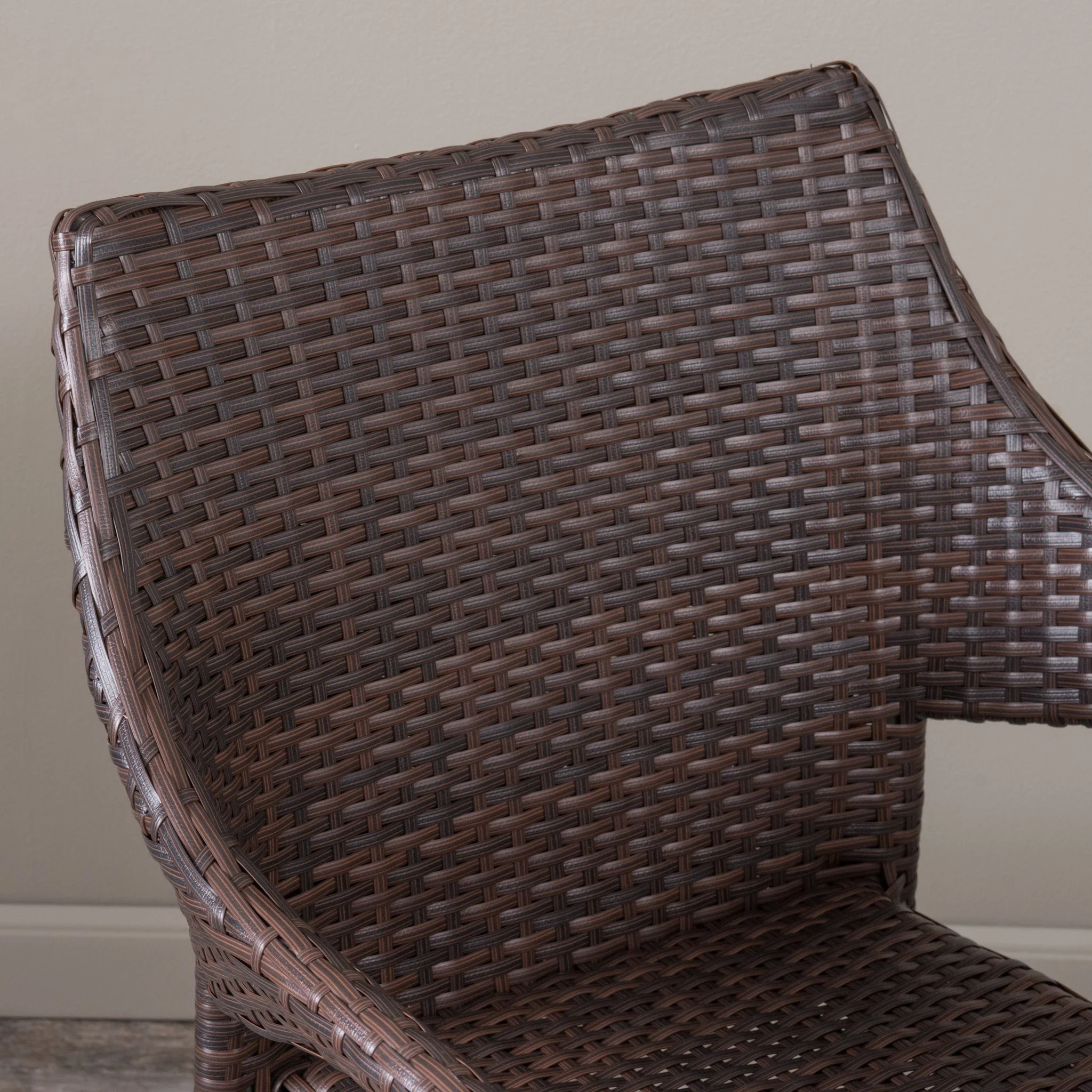 Clayton Outdoor 3pc Multibrown Wicker Bistro Set - furnishings