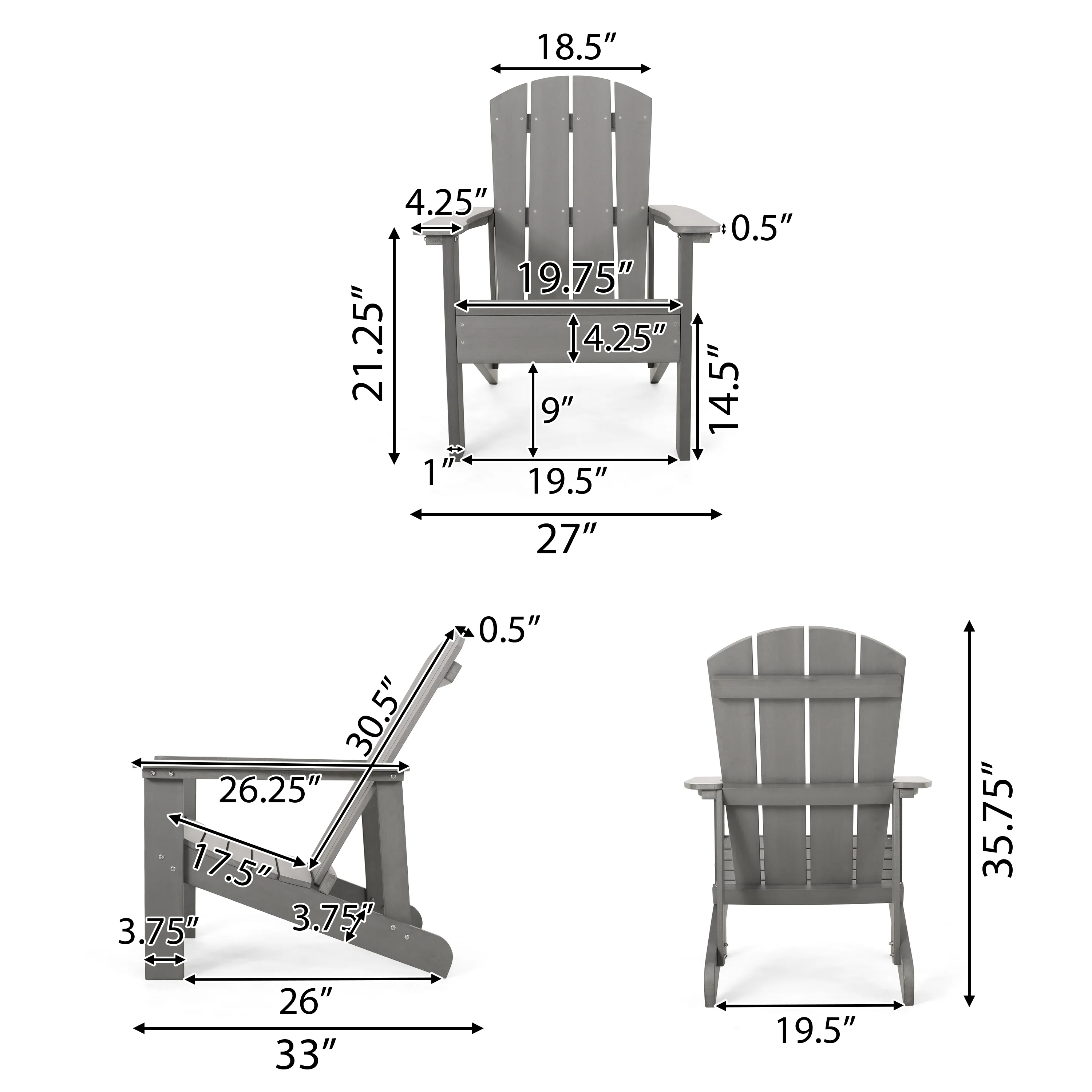 Anastasija Outdoor Faux Wood Adirondack Chair - furnishings