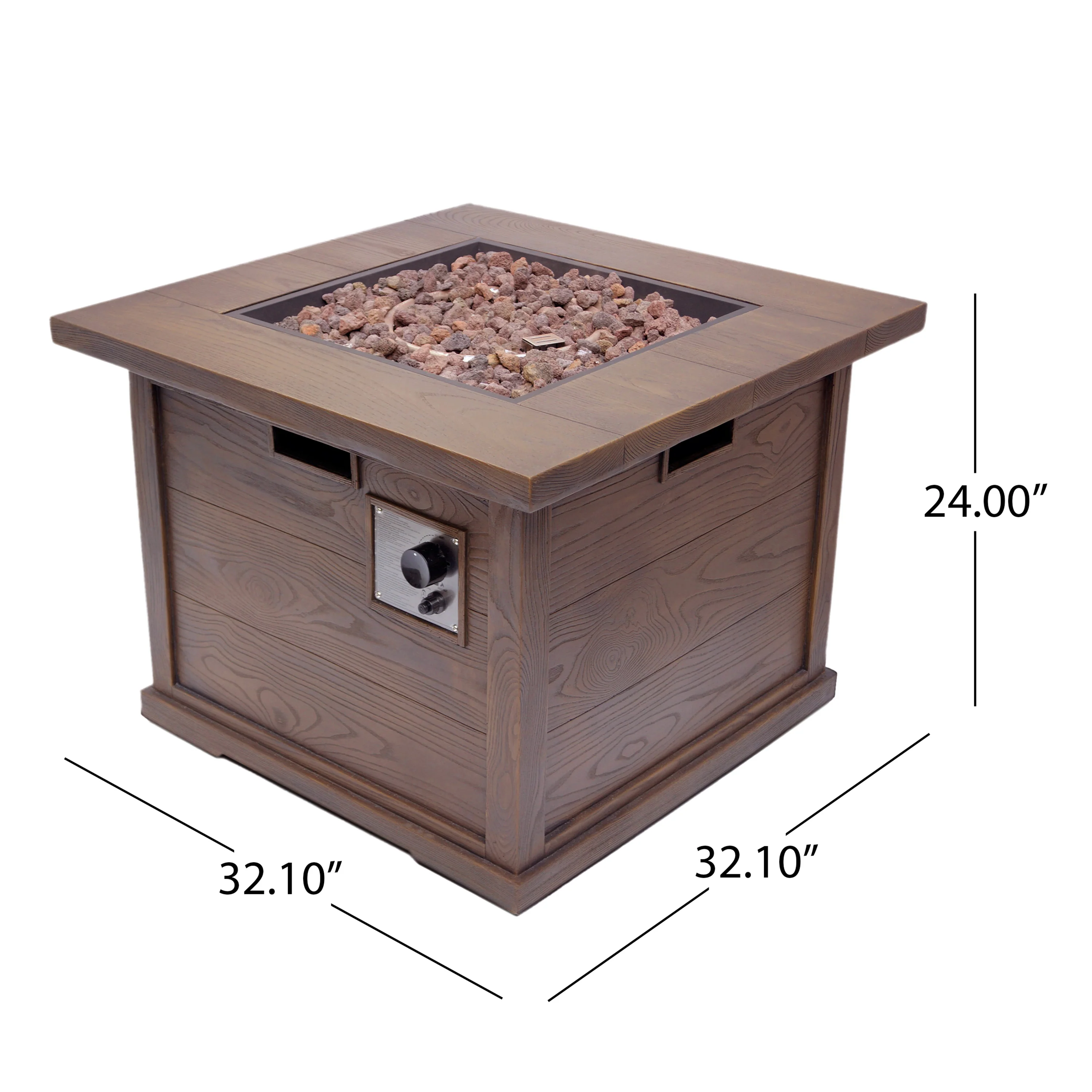 Lilith Outdoor 4 Seat Teak Finished Acacia Wood Club Chairs Fire Pit Chat Set - furnishings