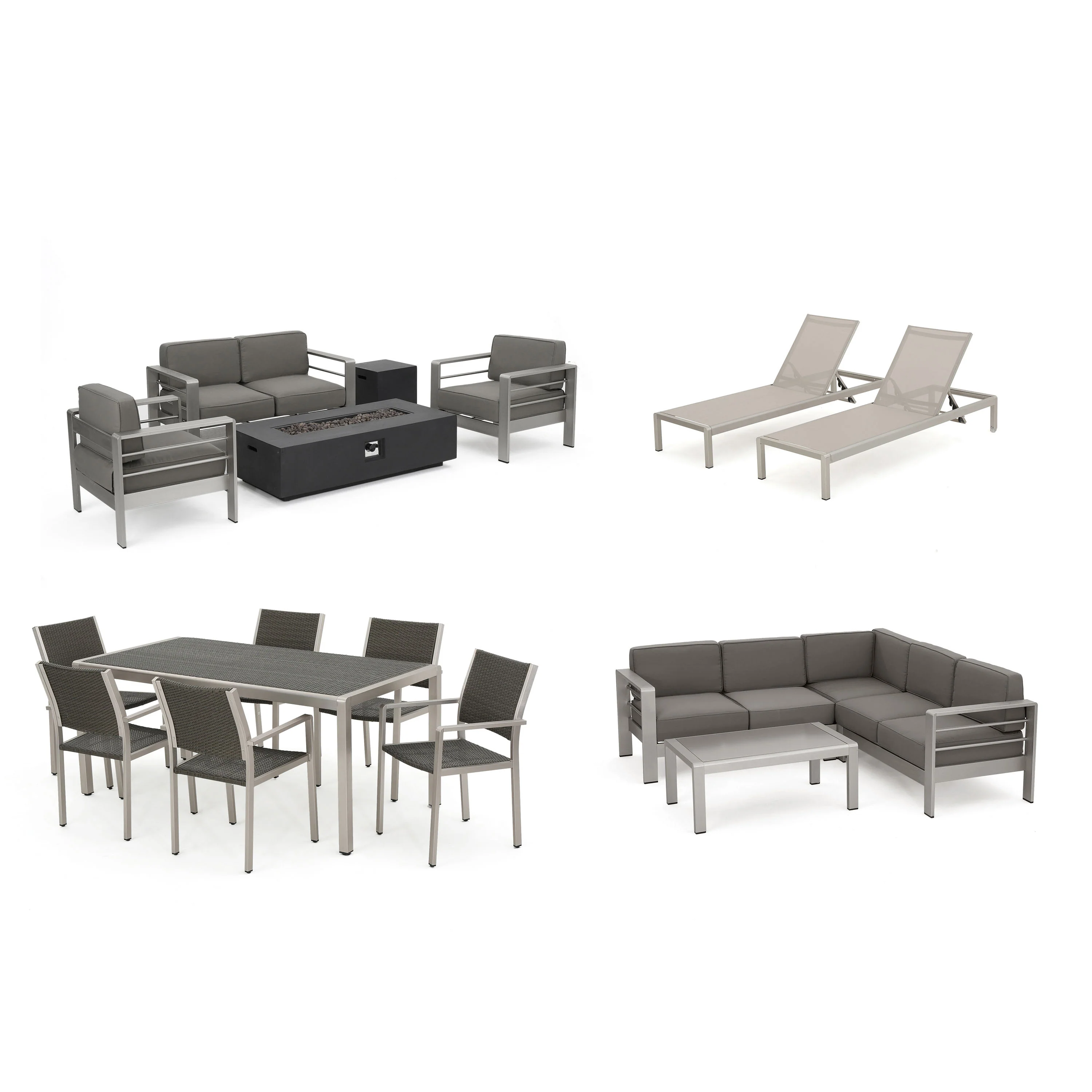 Coral Bay 17-Piece Grand Patio Sectional, Lounge, Dining Set & Fire Table - furnishings