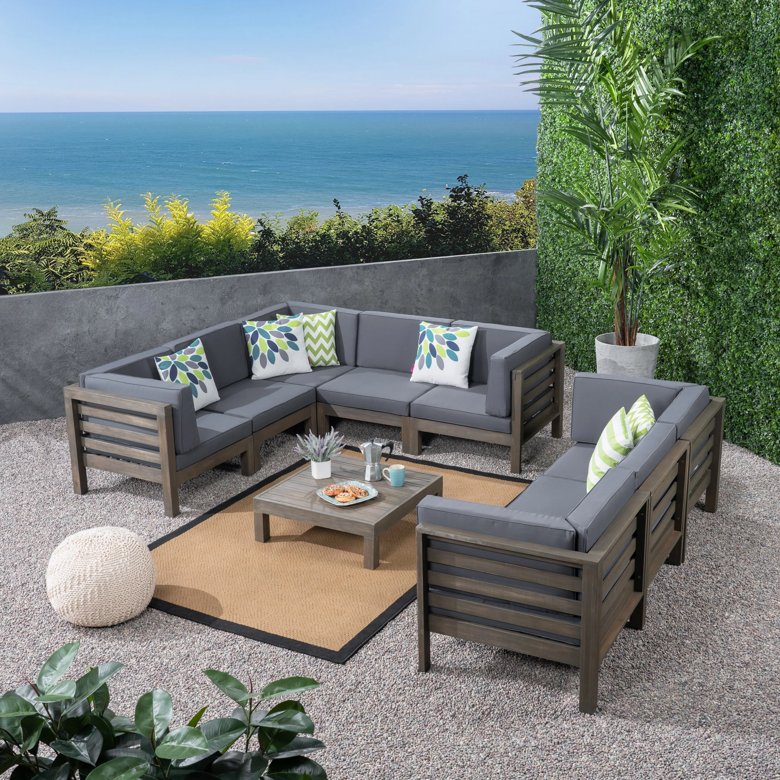 Ravello Outdoor Sectional Sofa Set with Coffee Table - furnishings