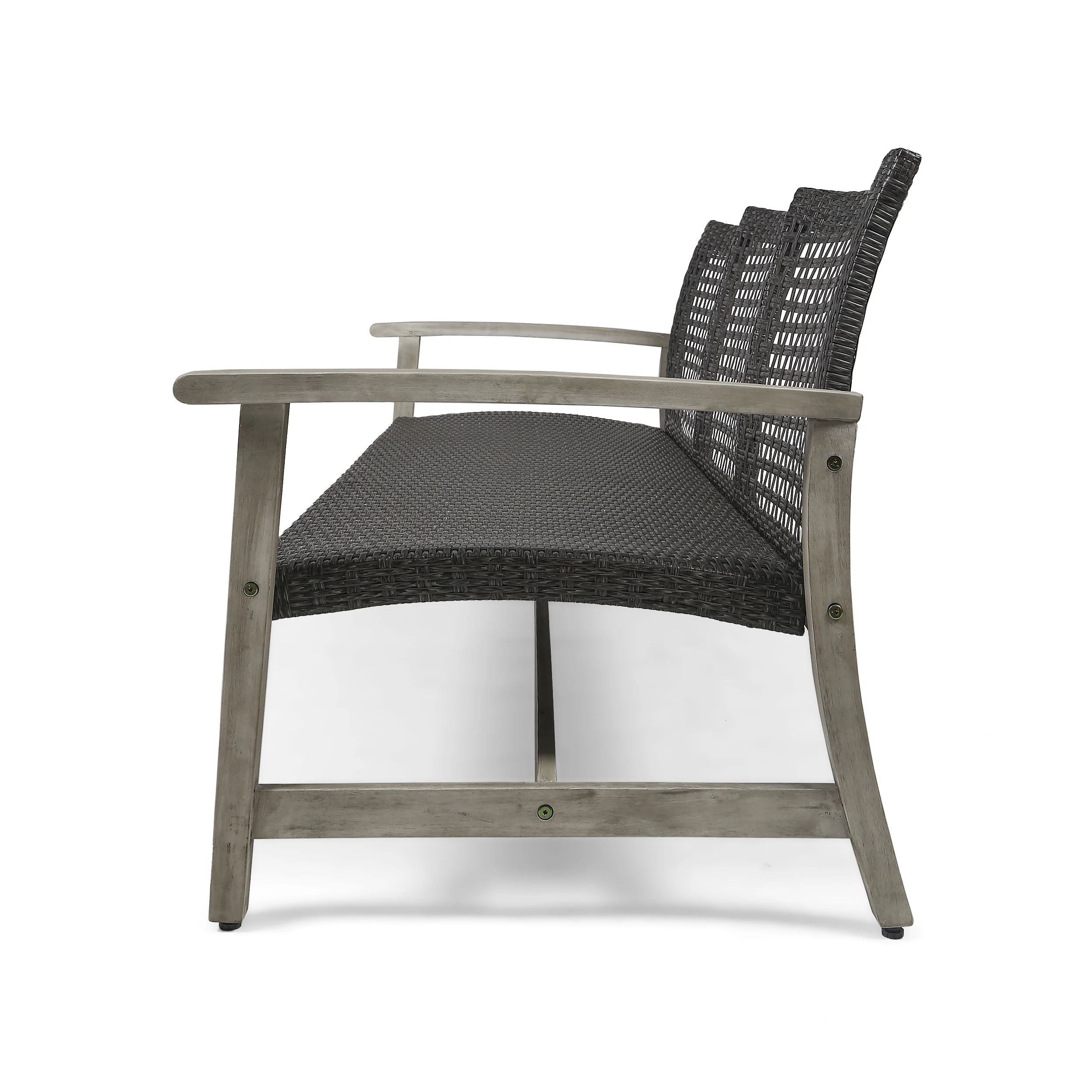 Beacher Belloc Outdoor Wood and Wicker Sofa and Coffee Table Set - furnishings