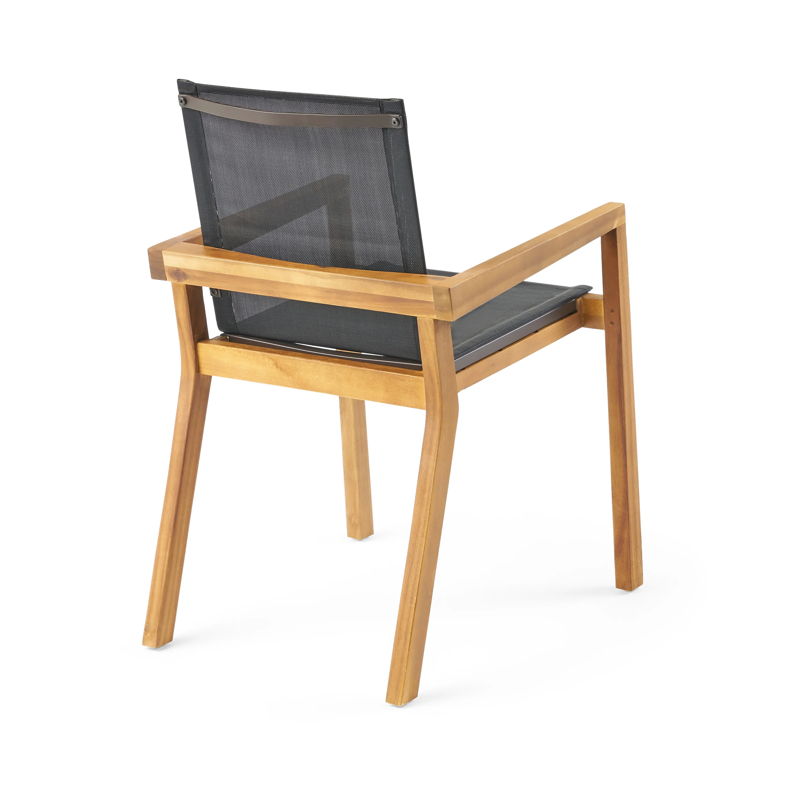 Jimmy Outdoor Acacia Wood and Mesh Dining Chairs (Set of 2) - furnishings