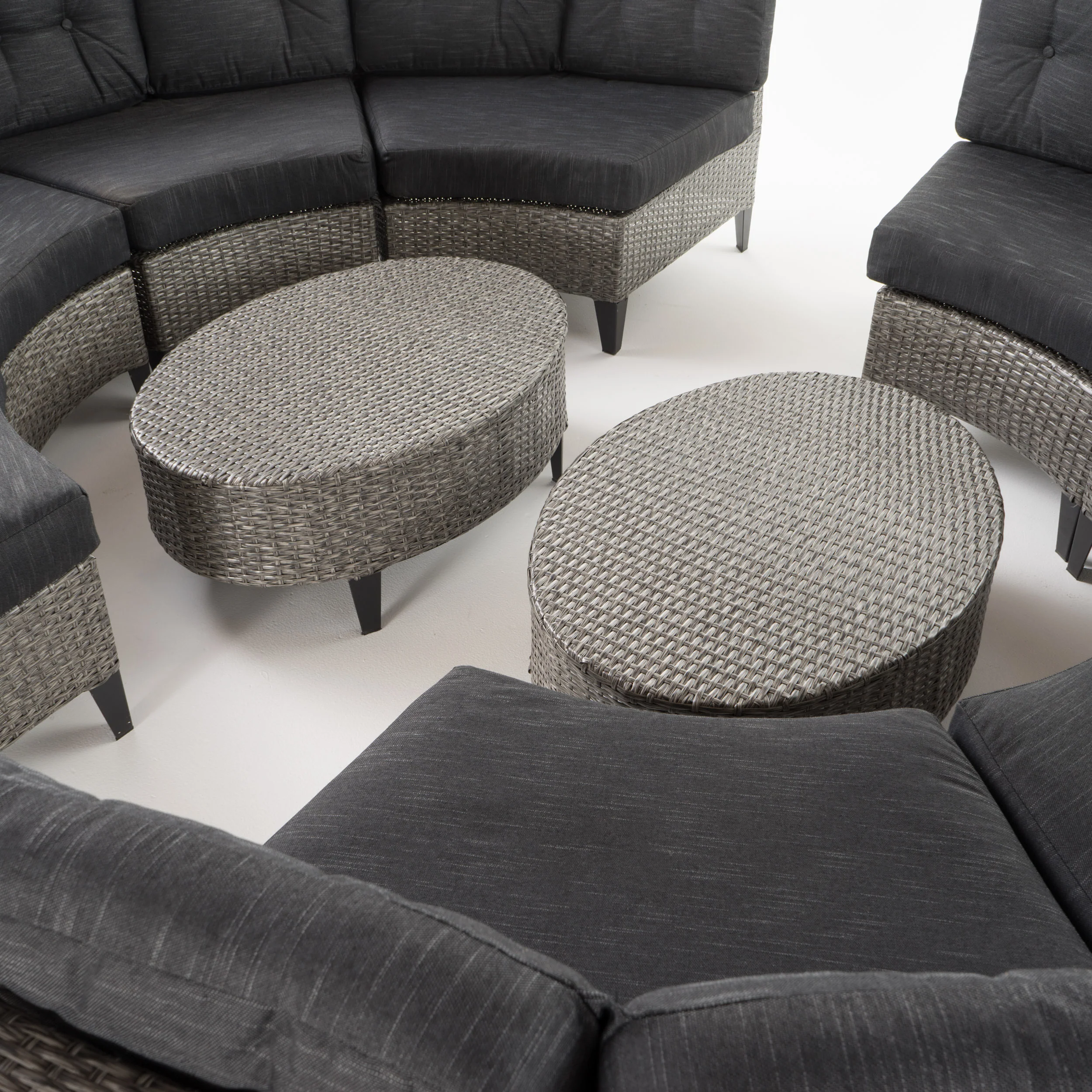 Currituck Outdoor 10 Piece Mixed Black Wicker Sofa Set with Dark Grey Water Resistant Fabric Cushions - furnishings
