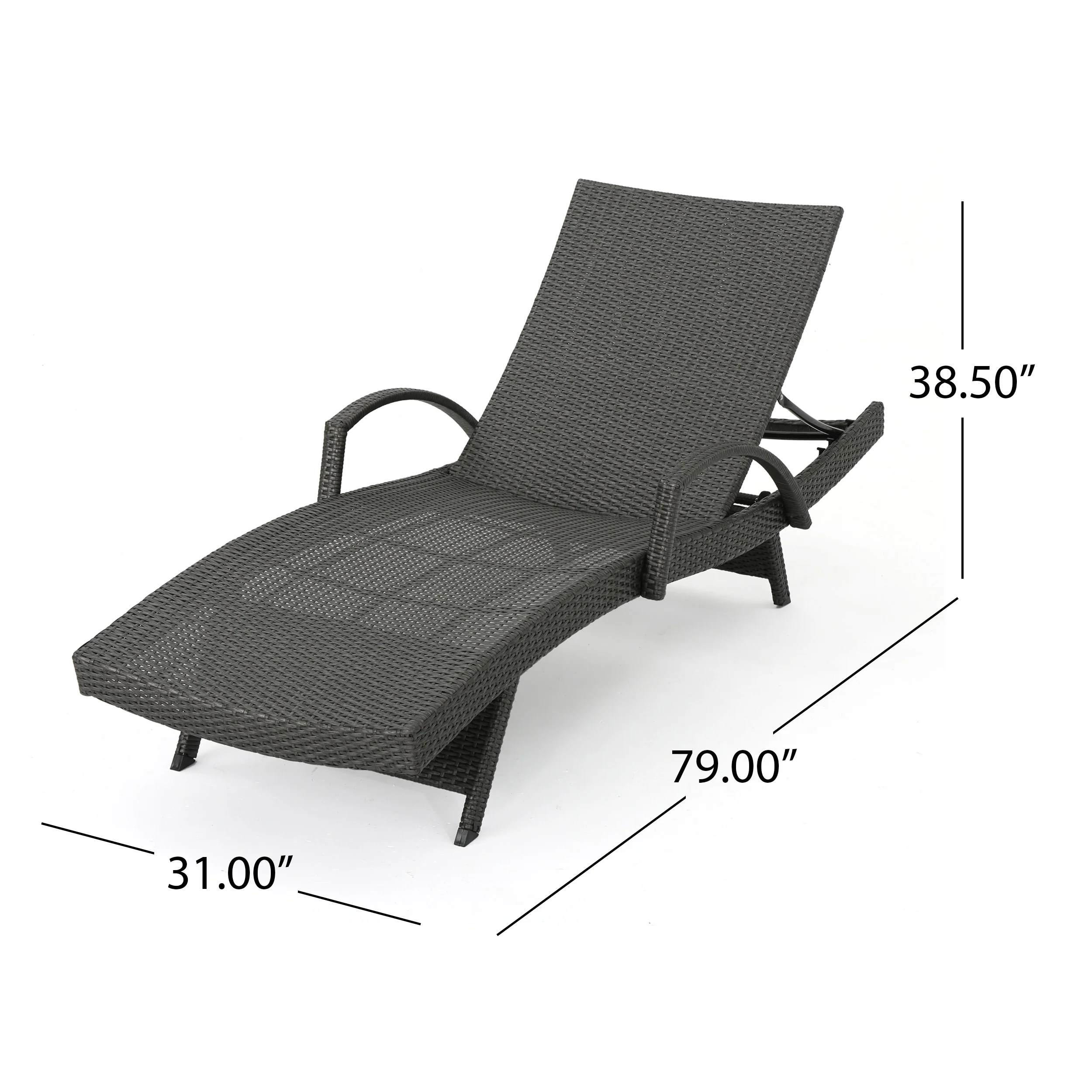 Soleil Outdoor Wicker Chaise Lounges w/ Water Resistant Cushions (Set of 2) - furnishings