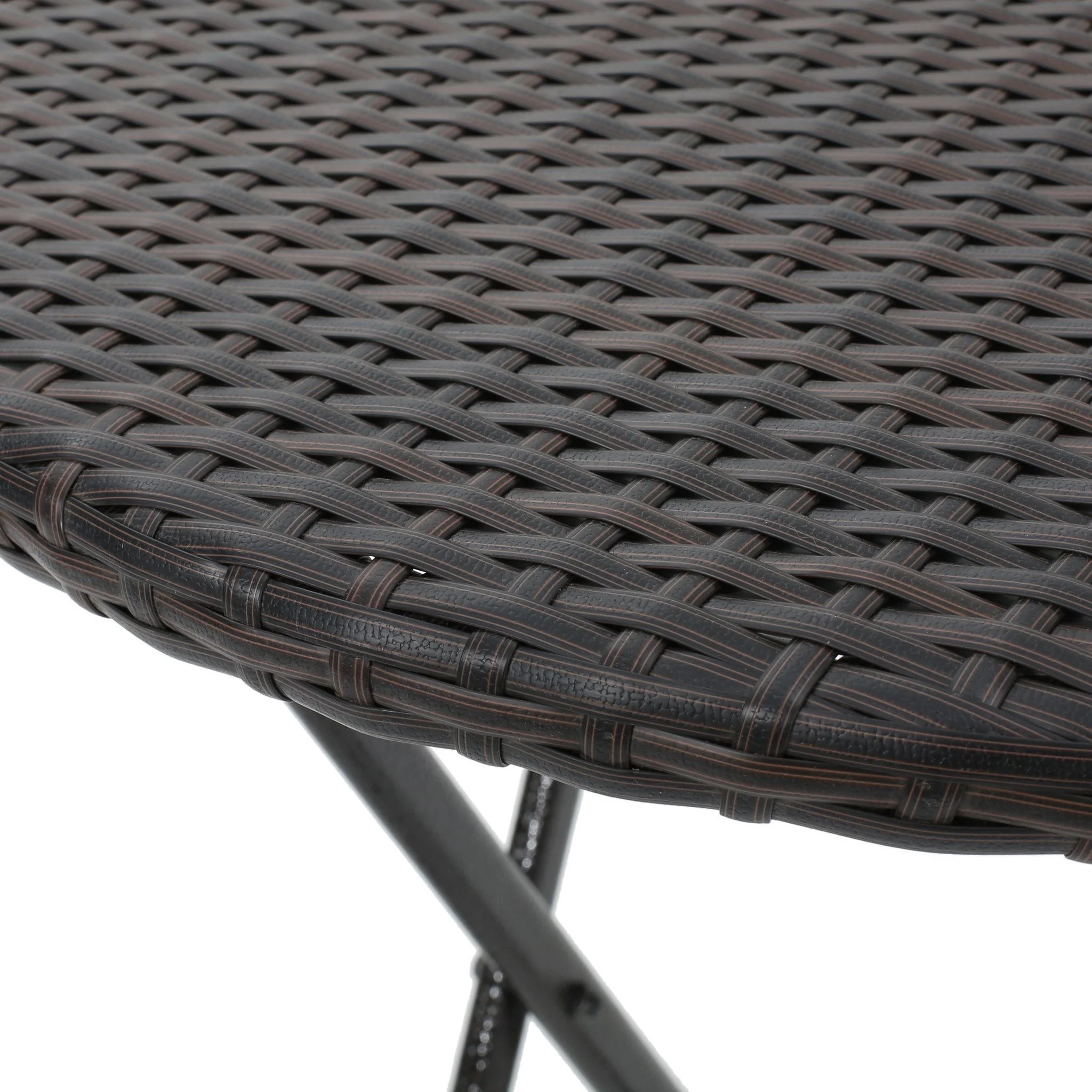 Dorchester Outdoor 3 Pc brown Wicker Bistro Set w/Beige Water Resistant Cushion - furnishings