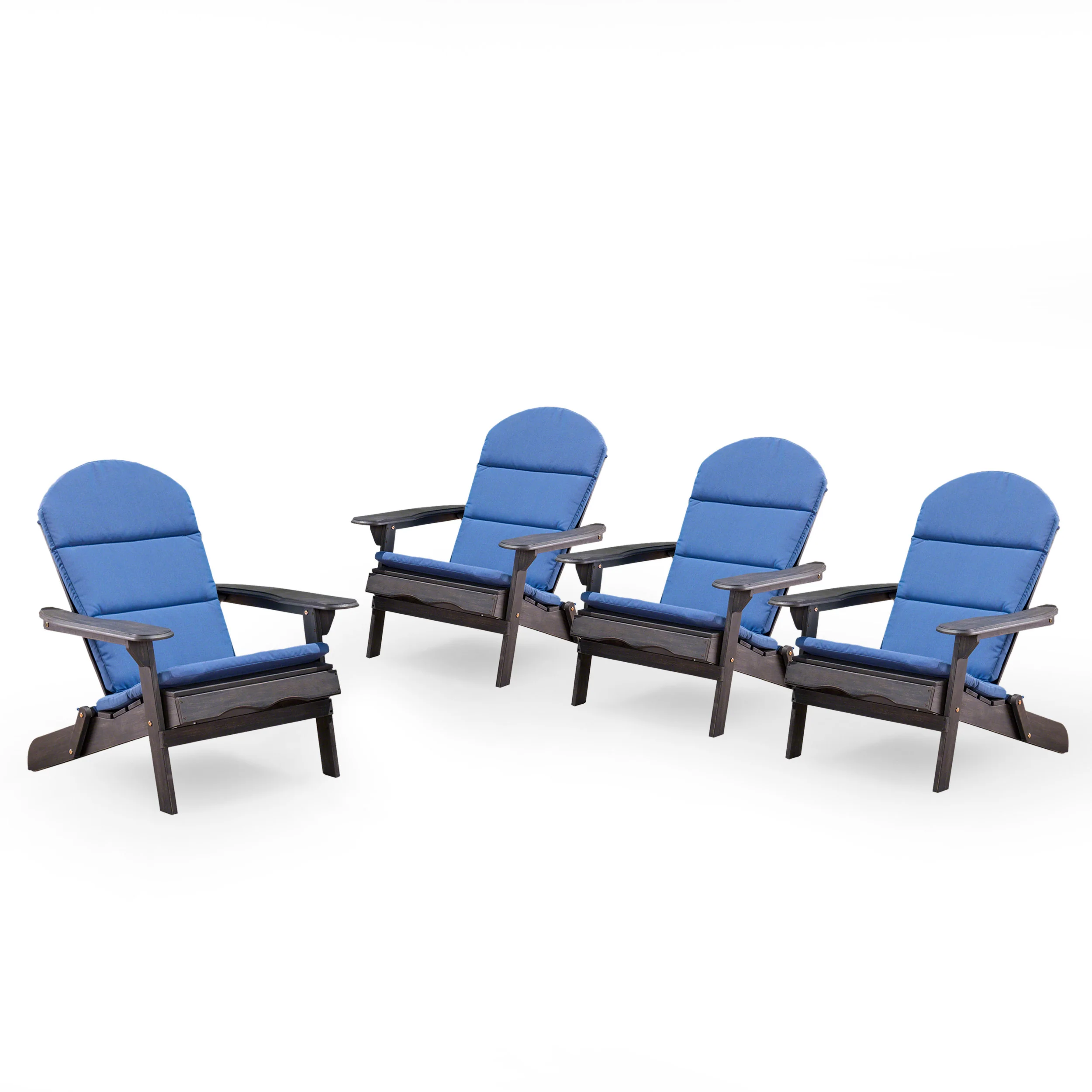 Nelie Outdoor Acacia Wood Folding Adirondack Chairs with Cushions - furnishings