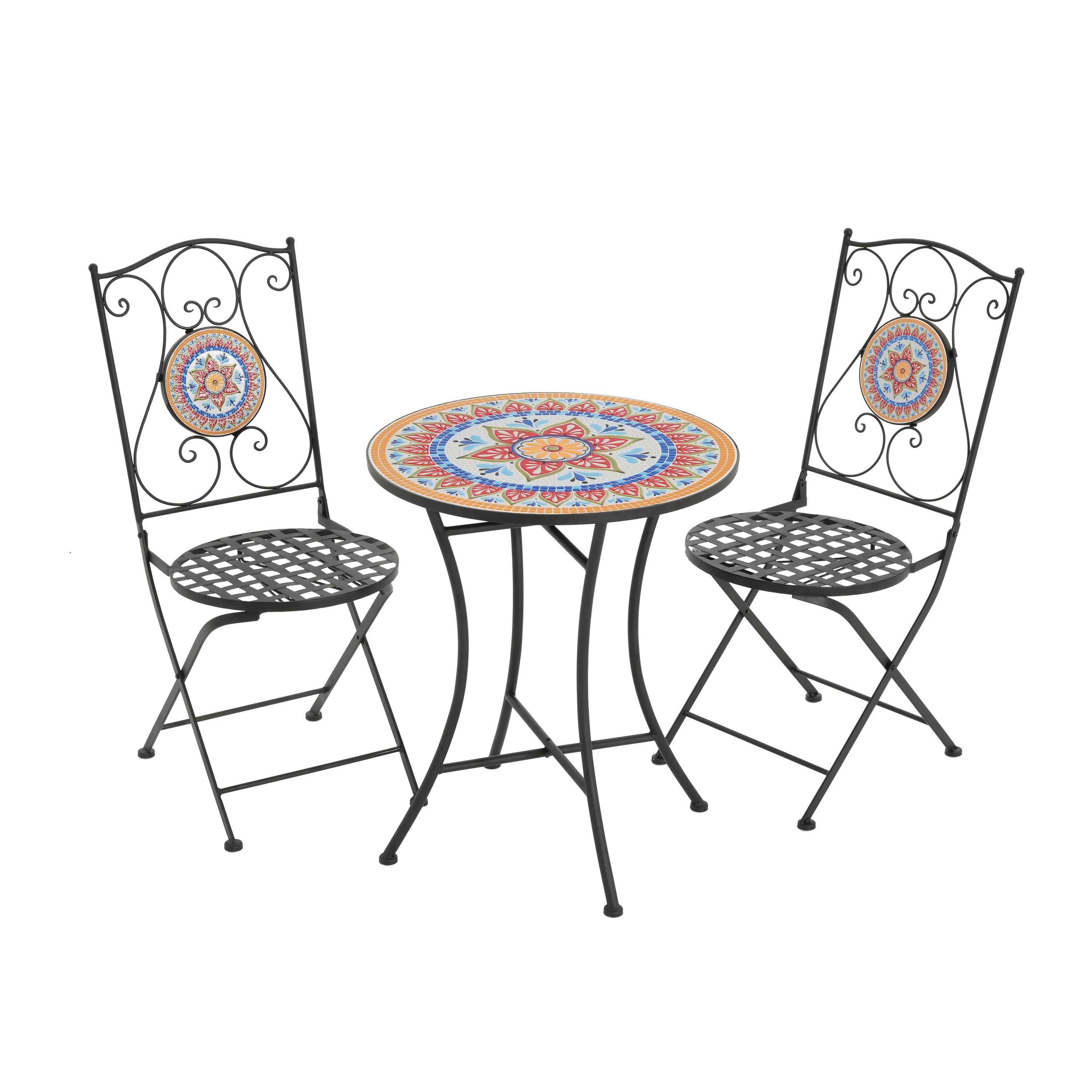 Eamone Outdoor Patio Chat Set, Ceramic Tile, Iron - furnishings
