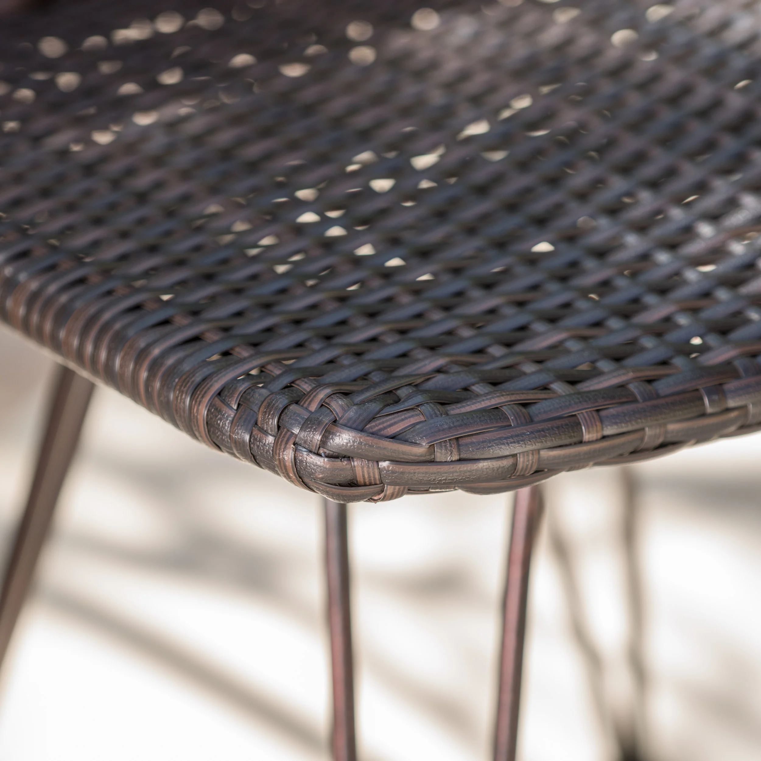 Pines 18-Inch Outdoor Wicker Barstools with Black Brush Copper Iron Frame (Set of 2) - furnishings