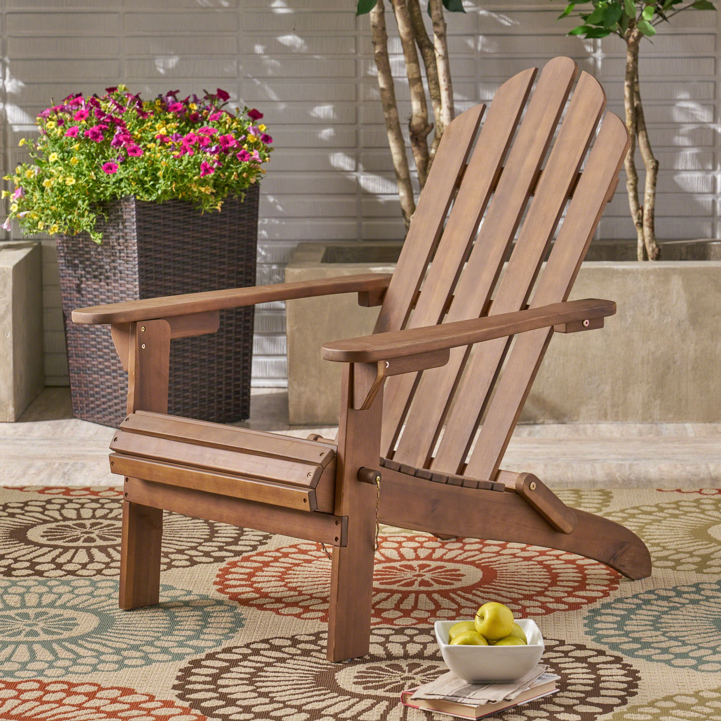 Cara Outdoor Acacia Wood Folding Adirondack Chair - furnishings