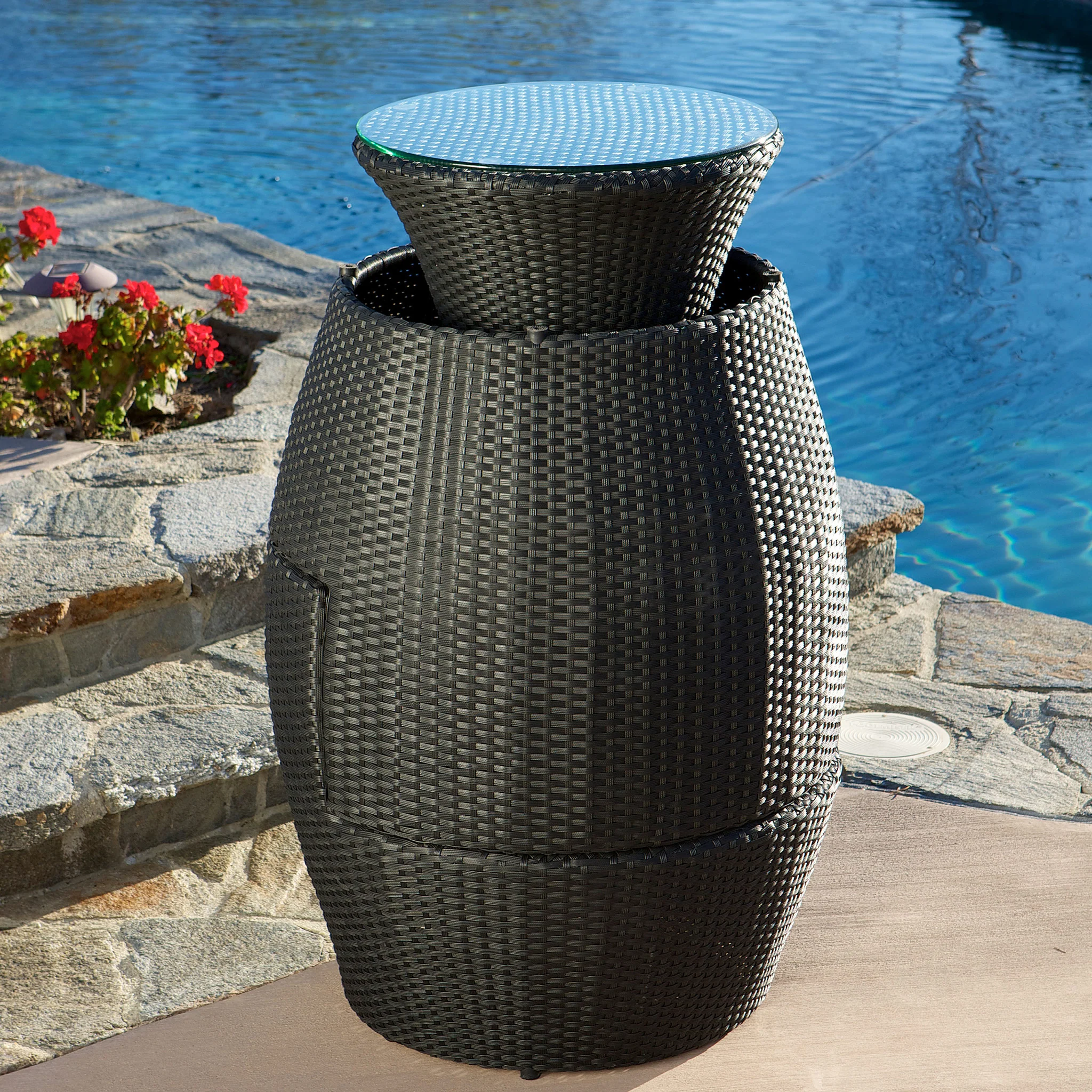 Pattaya 3pc Outdoor Black Wicker Chat Set - furnishings