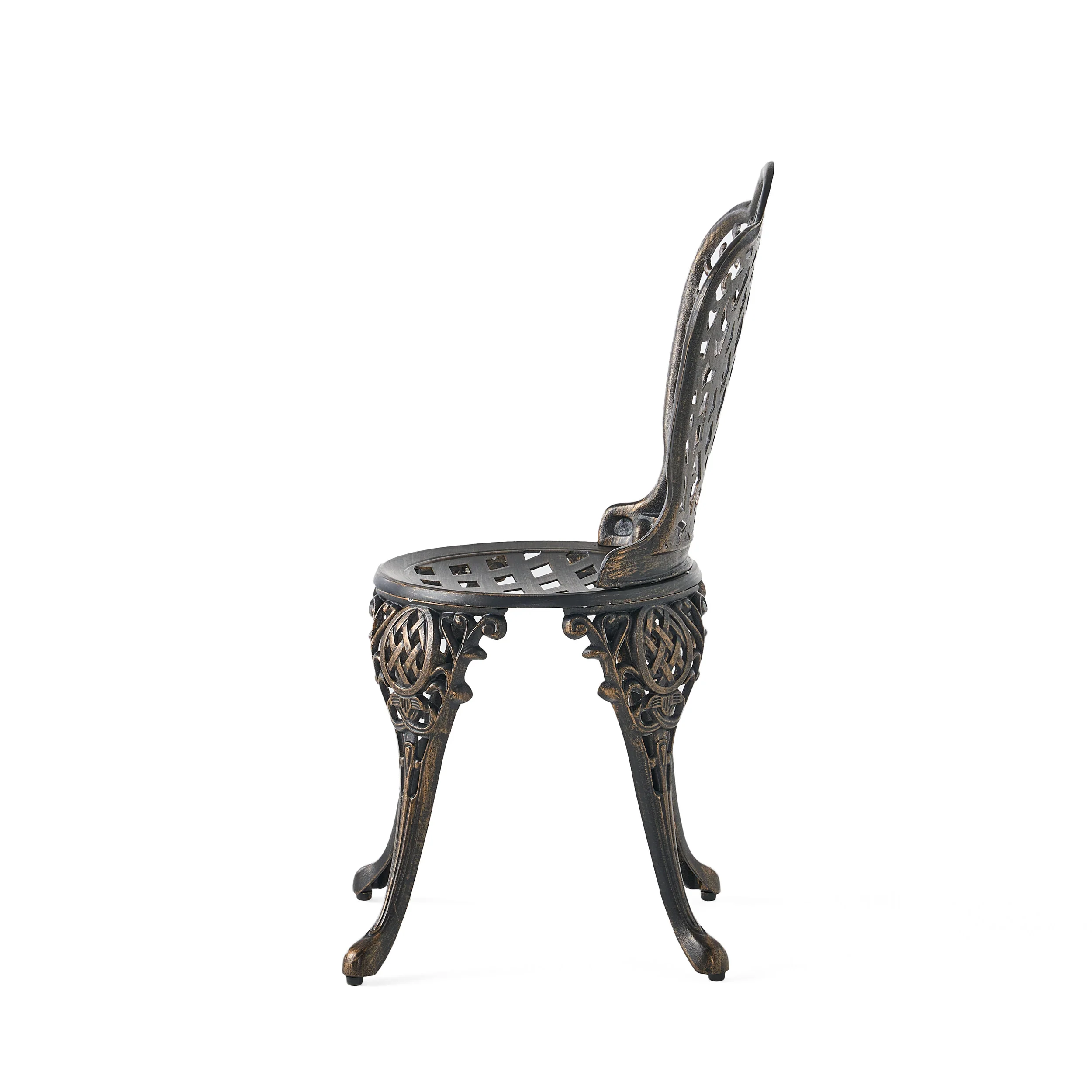 Modena Traditional Outdoor 3-Piece Bronze Cast Aluminum Bistro Set - furnishings
