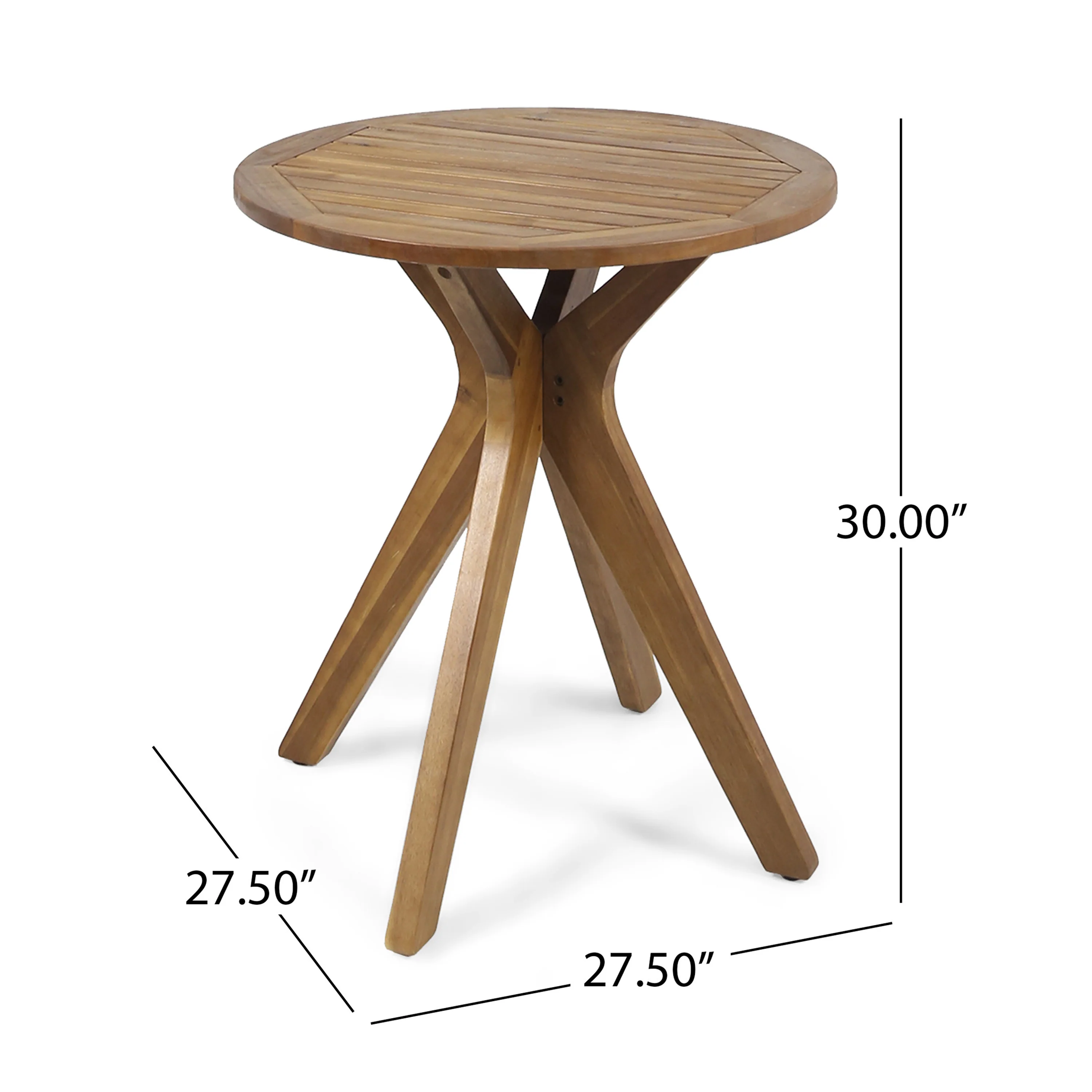 Brigitte Outdoor Round Acacia Wood Bistro Table with X Legs - furnishings