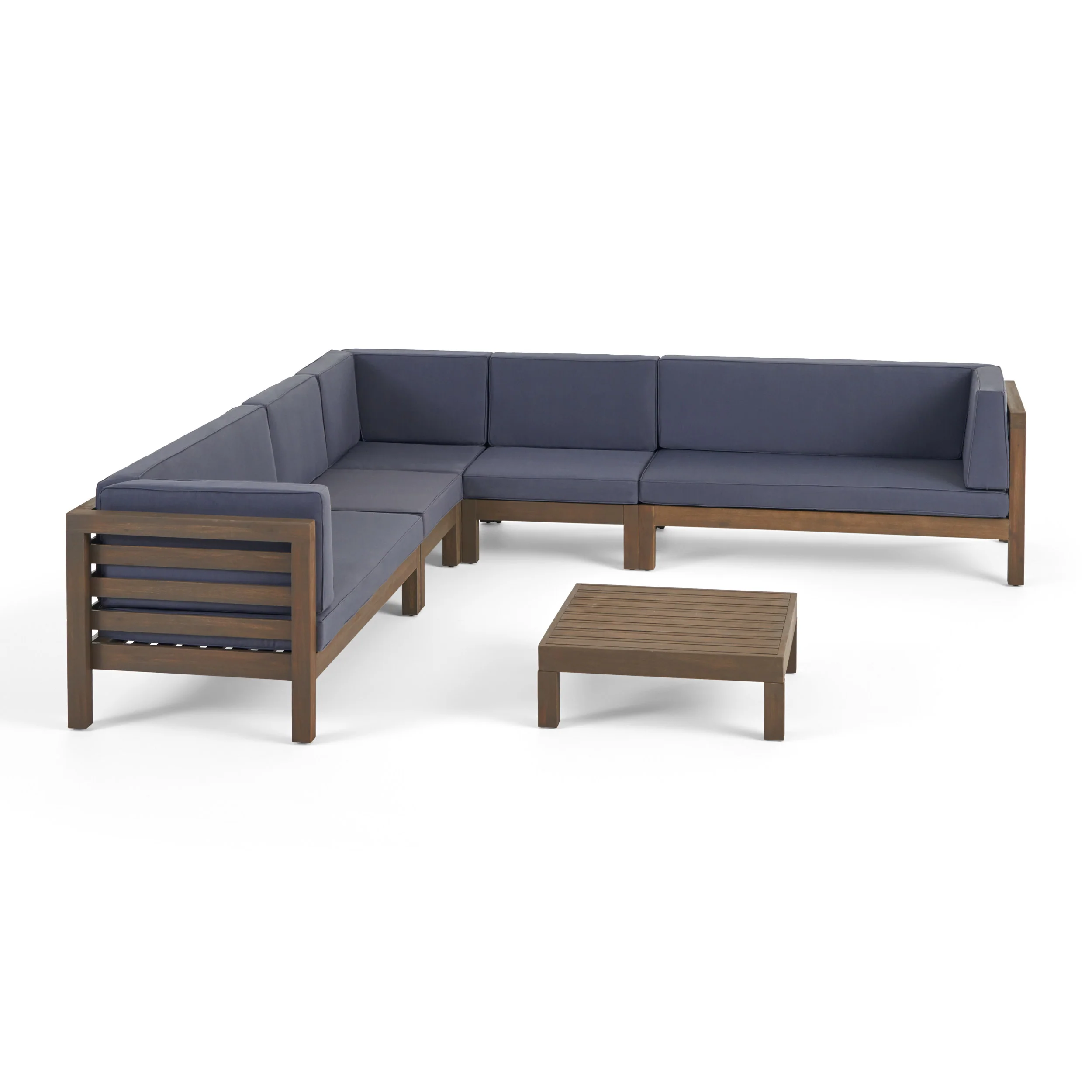 Emma Outdoor 7 Seater Acacia Wood Sectional Sofa Set - furnishings